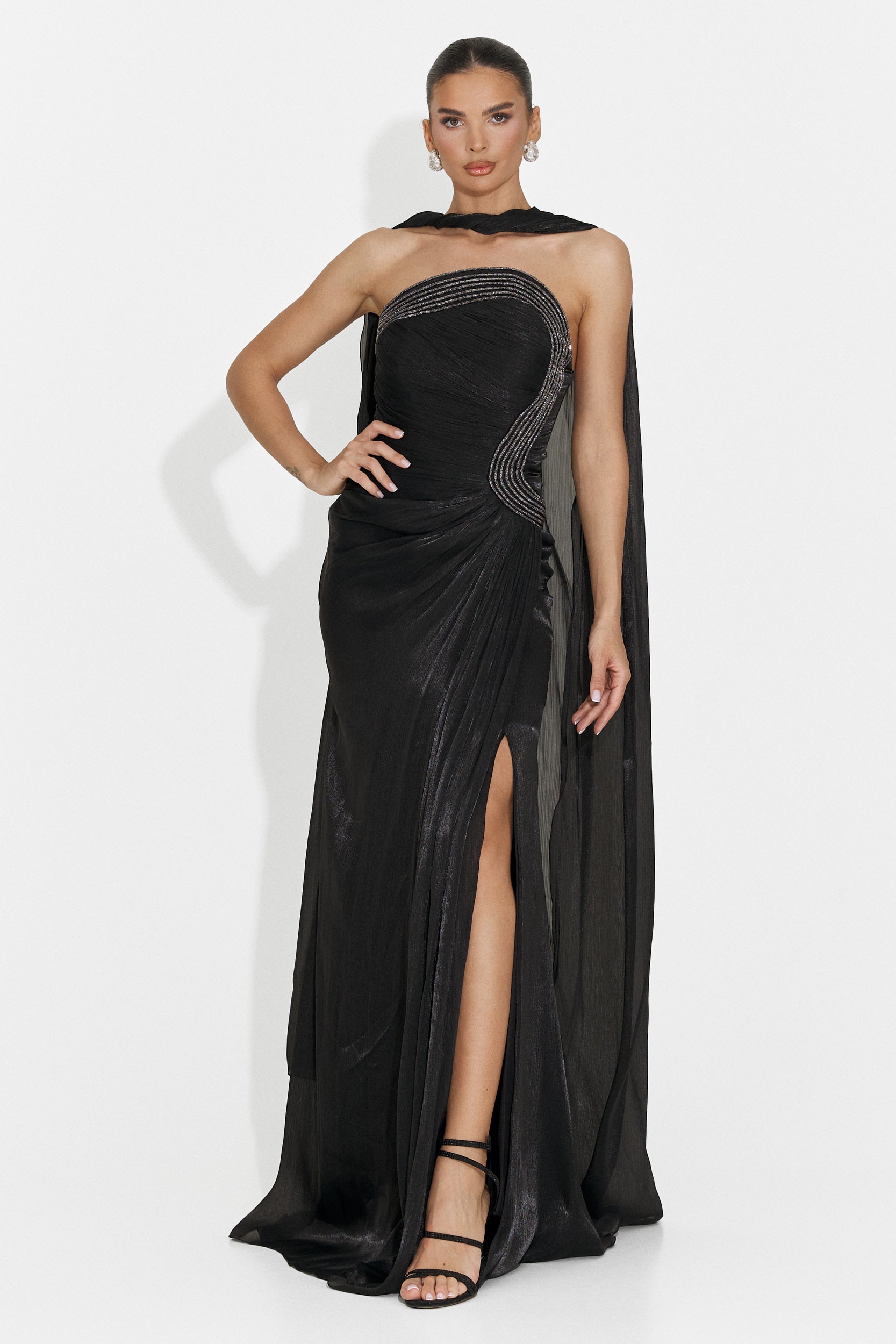 Moritz Bogas Langes Schwarzes Damenkleid