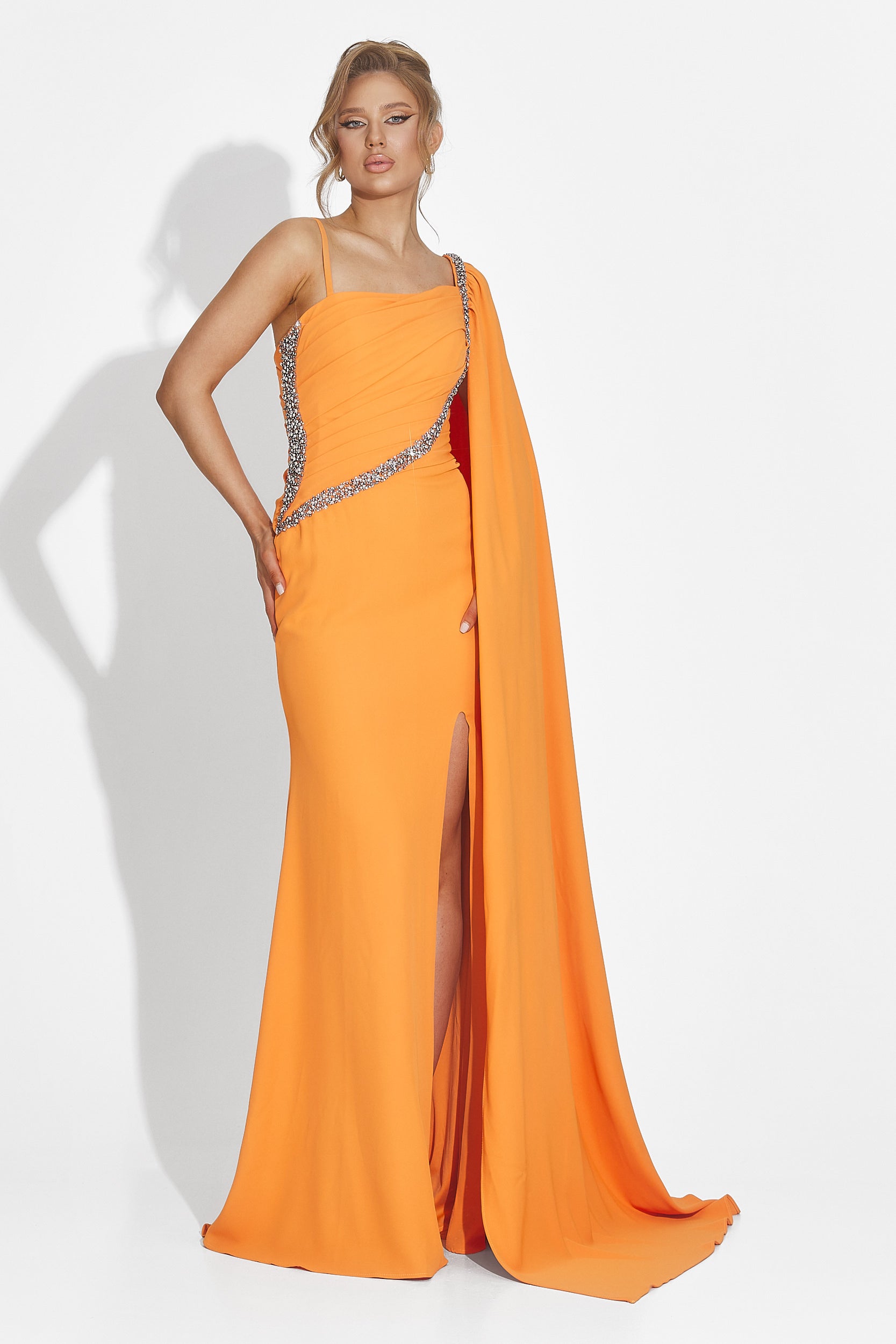 Robe longue orange pour femme Libre Bogas