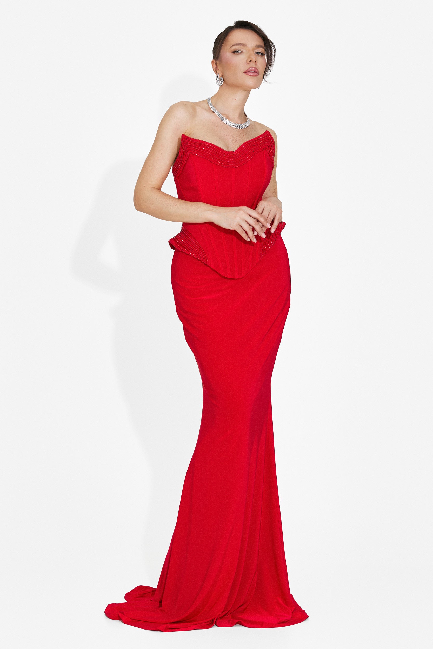 Rochie dama lunga rosie Caylei Bogas