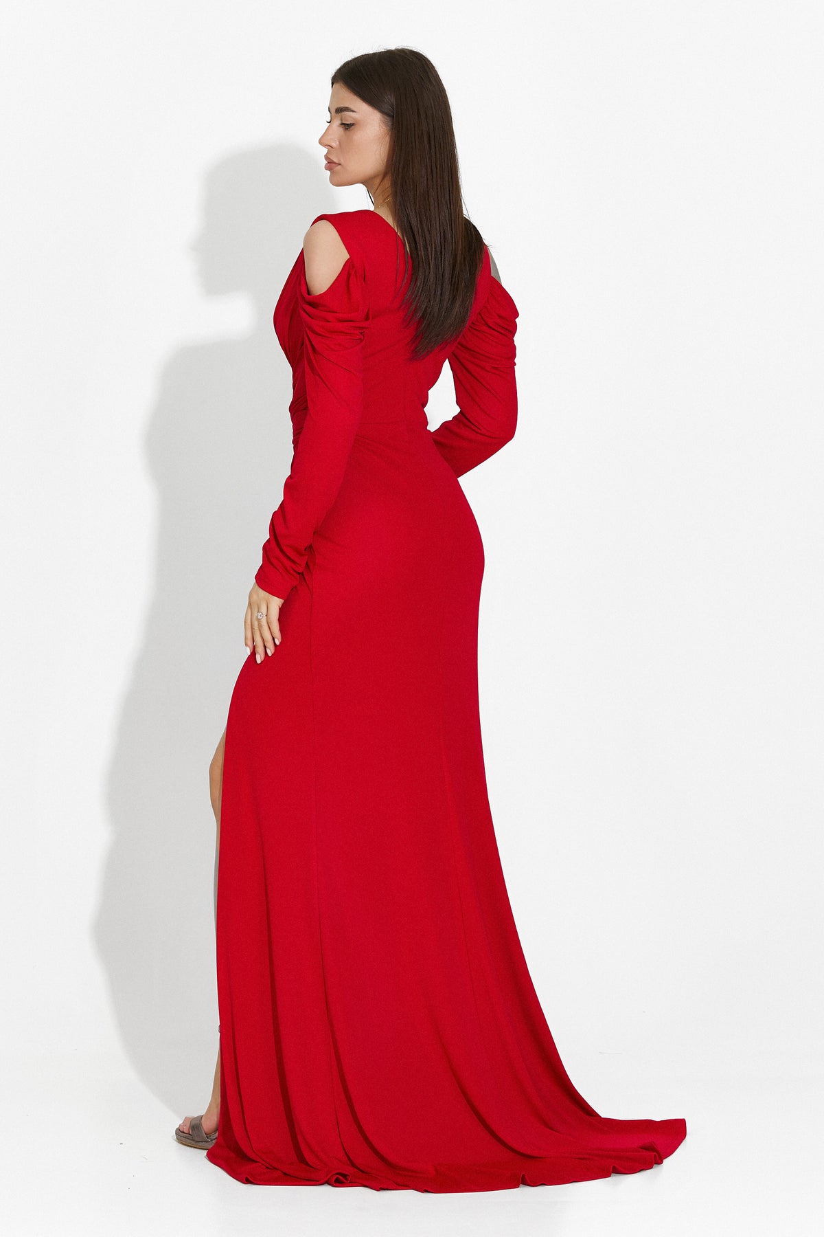 [Resigilat] Long red women's dress Elsiana Bogas, image 2 of 5
