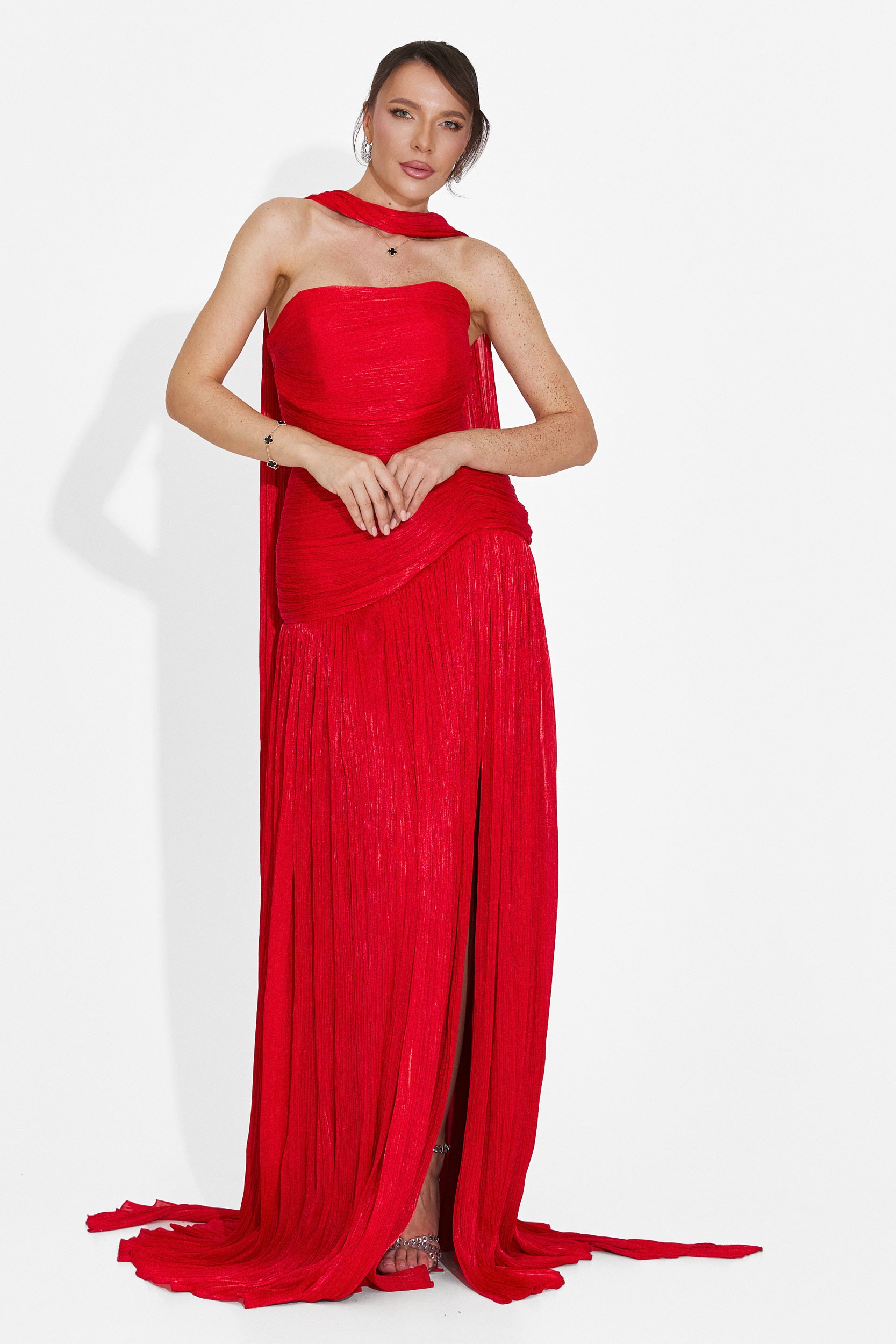 Rochie dama lunga rosie Gabielia Bogas