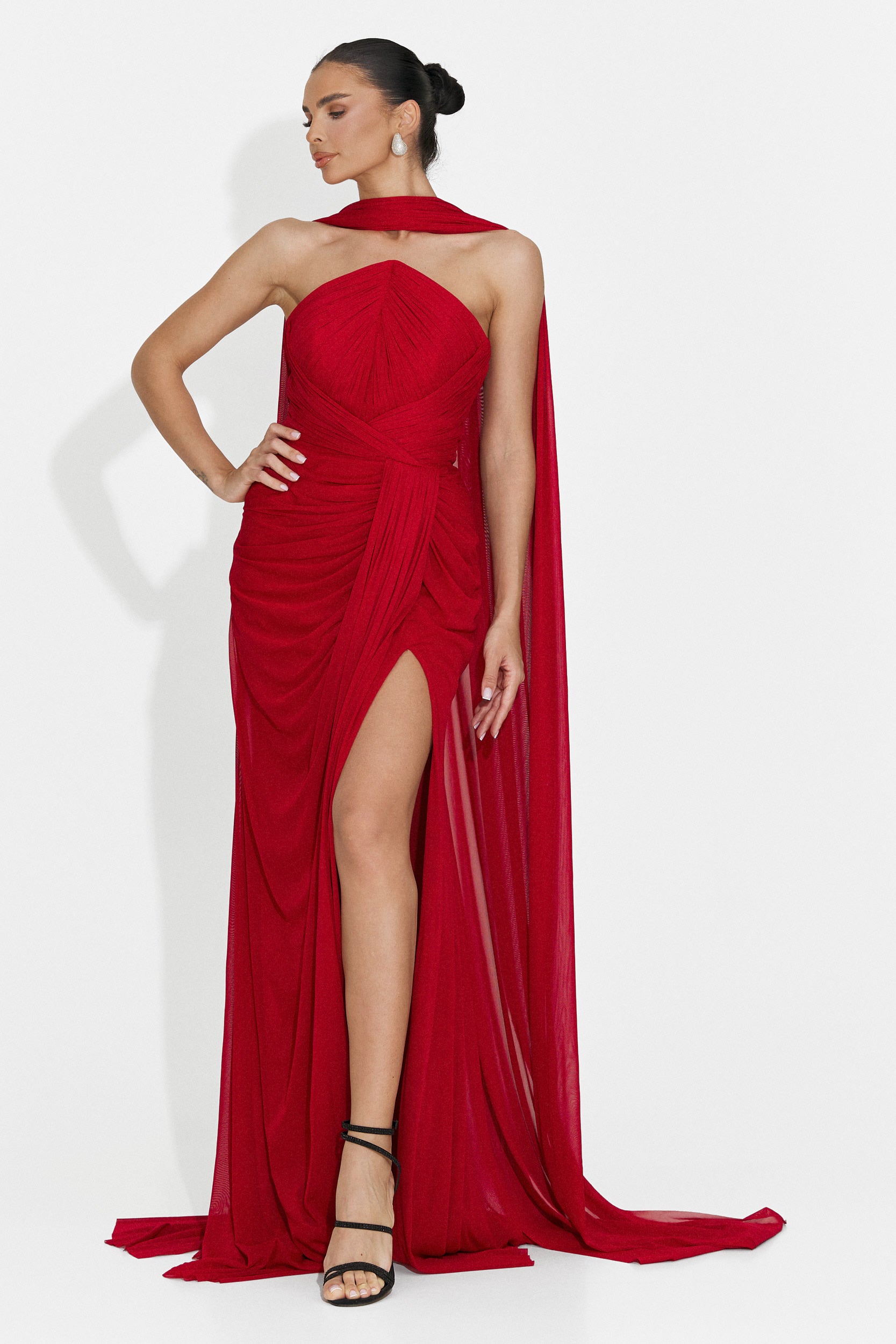 Lotas Bogas langes rotes Kleid für Frauen