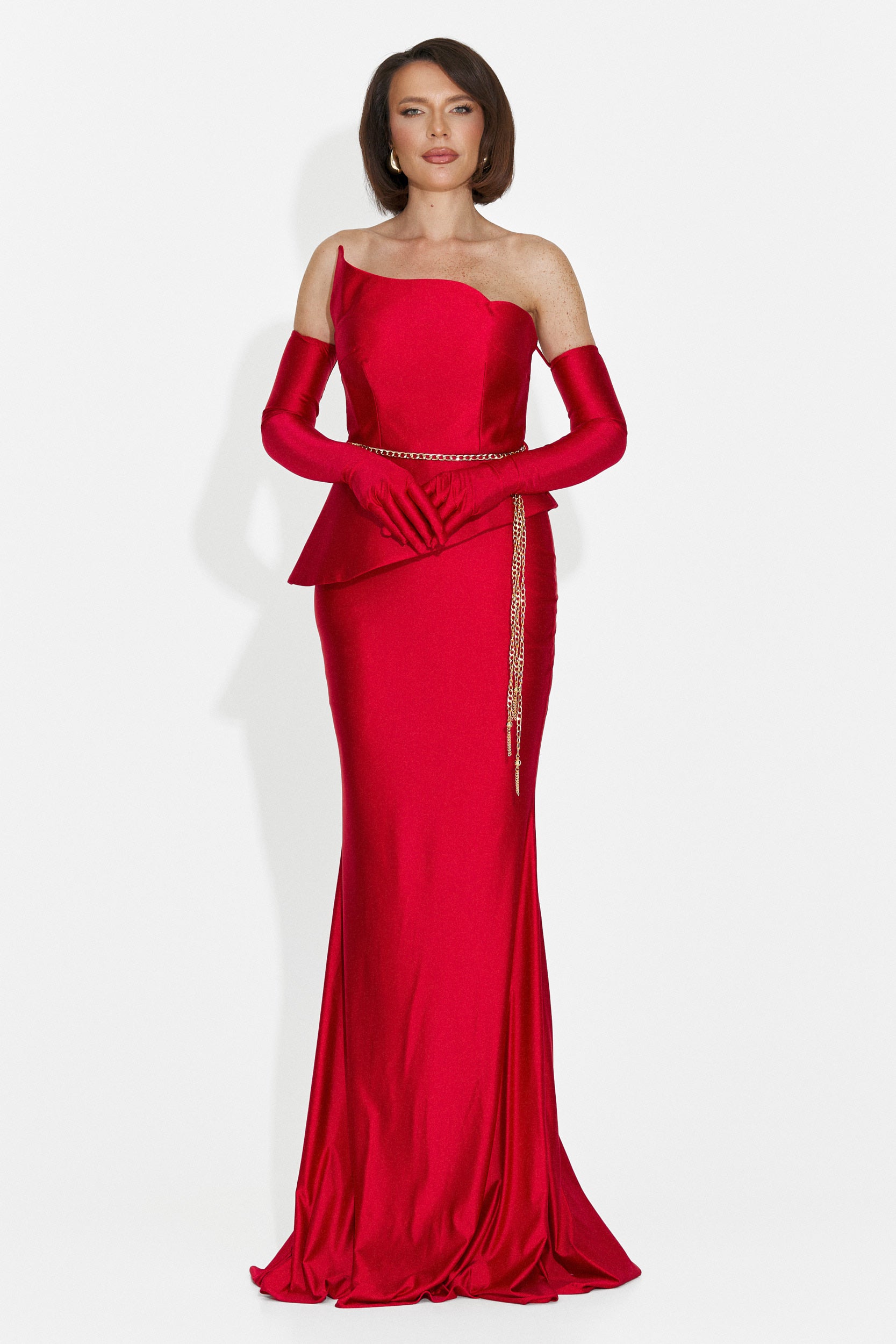 Merles langes rotes Kleid für Frauen