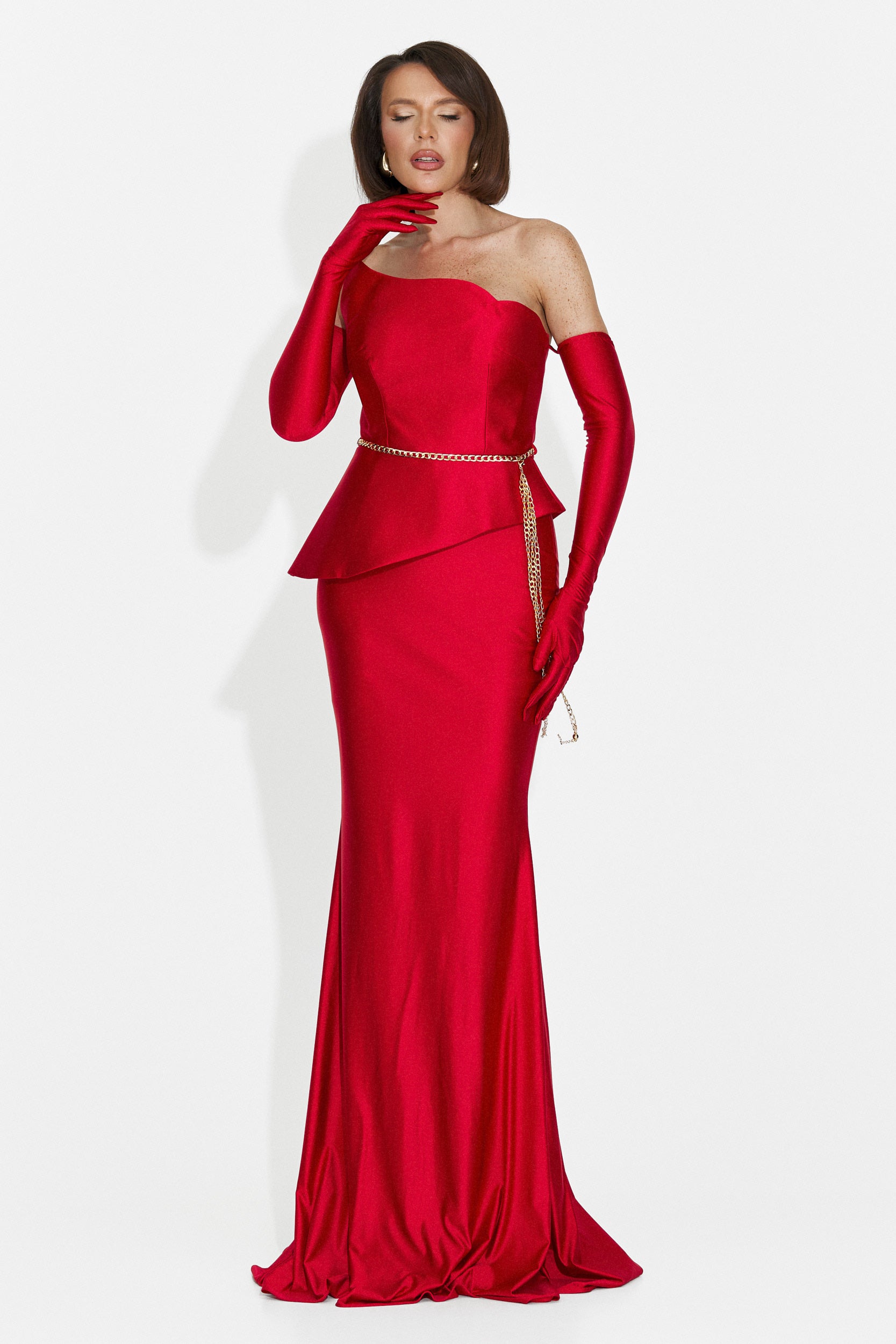 Merles langes rotes Kleid für Frauen