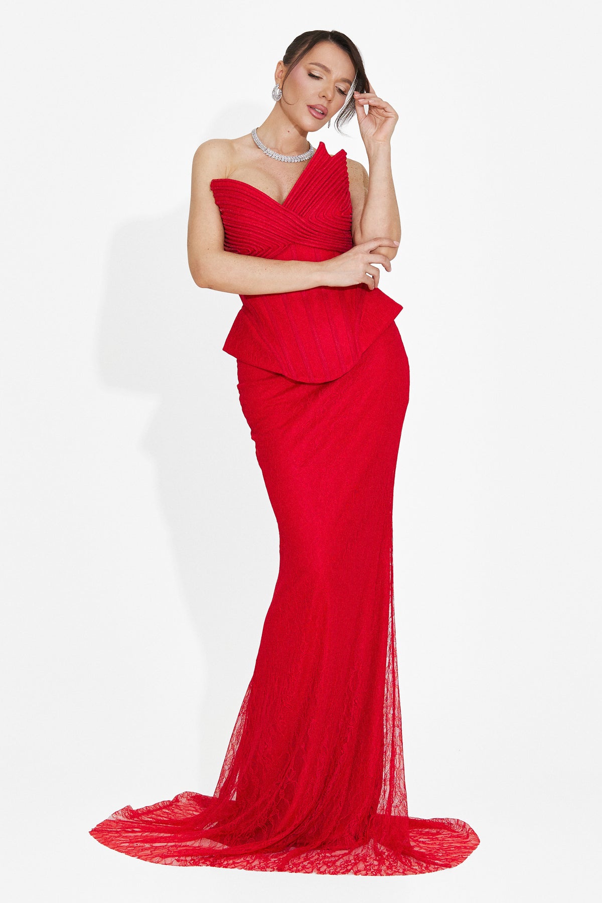 Langes Damenkleid in Rot Nabashia Bogas, Bild 1 von 7