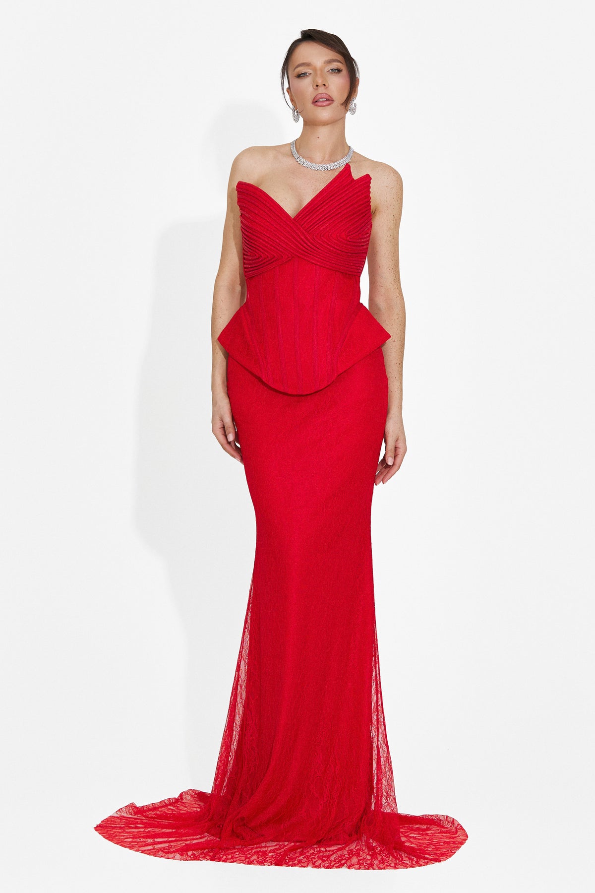 Langes Damenkleid in Rot Nabashia Bogas, Bild 3 von 7