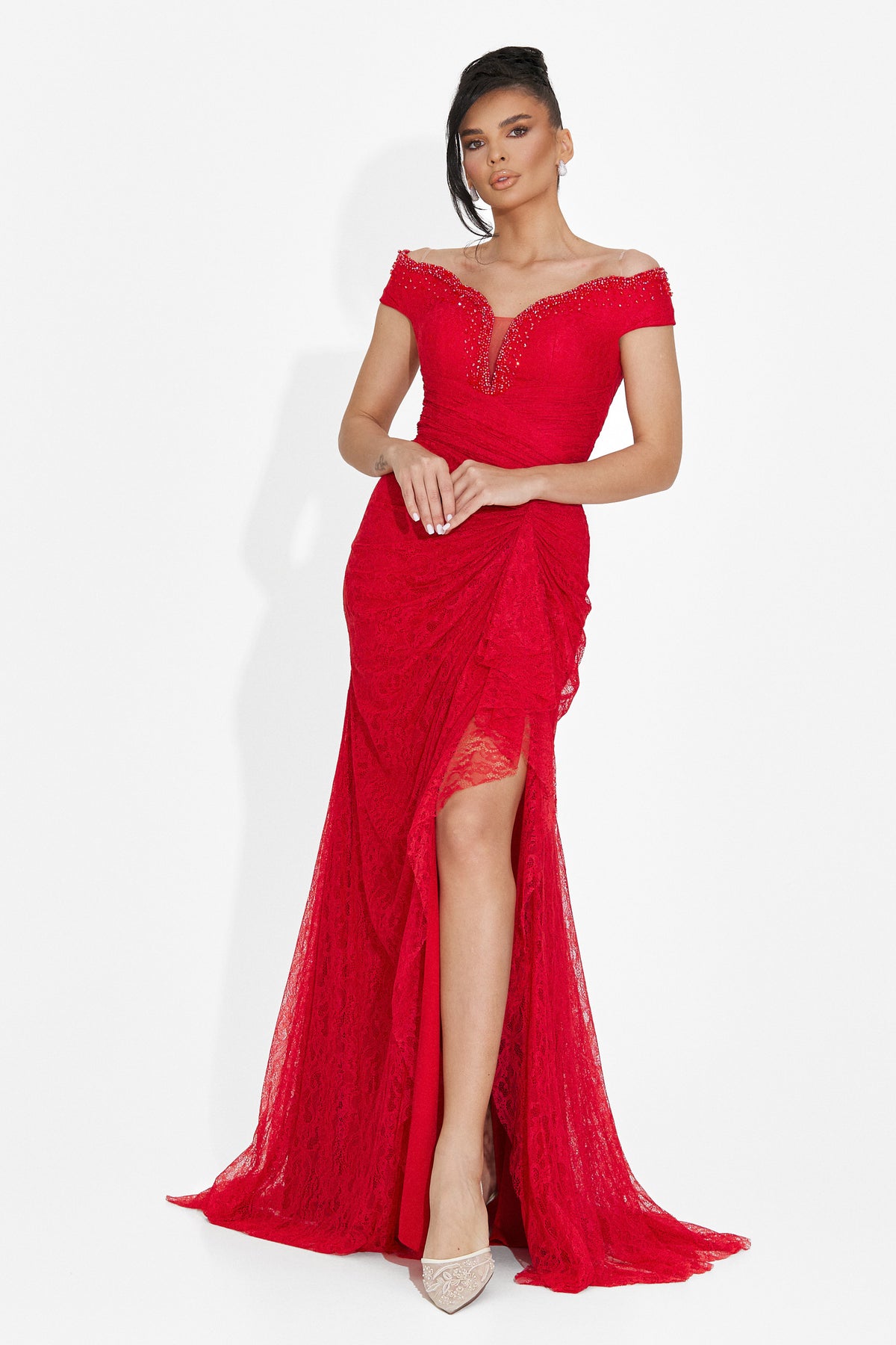 Long red women's dress Sidomia Bogas, image 4 of 9