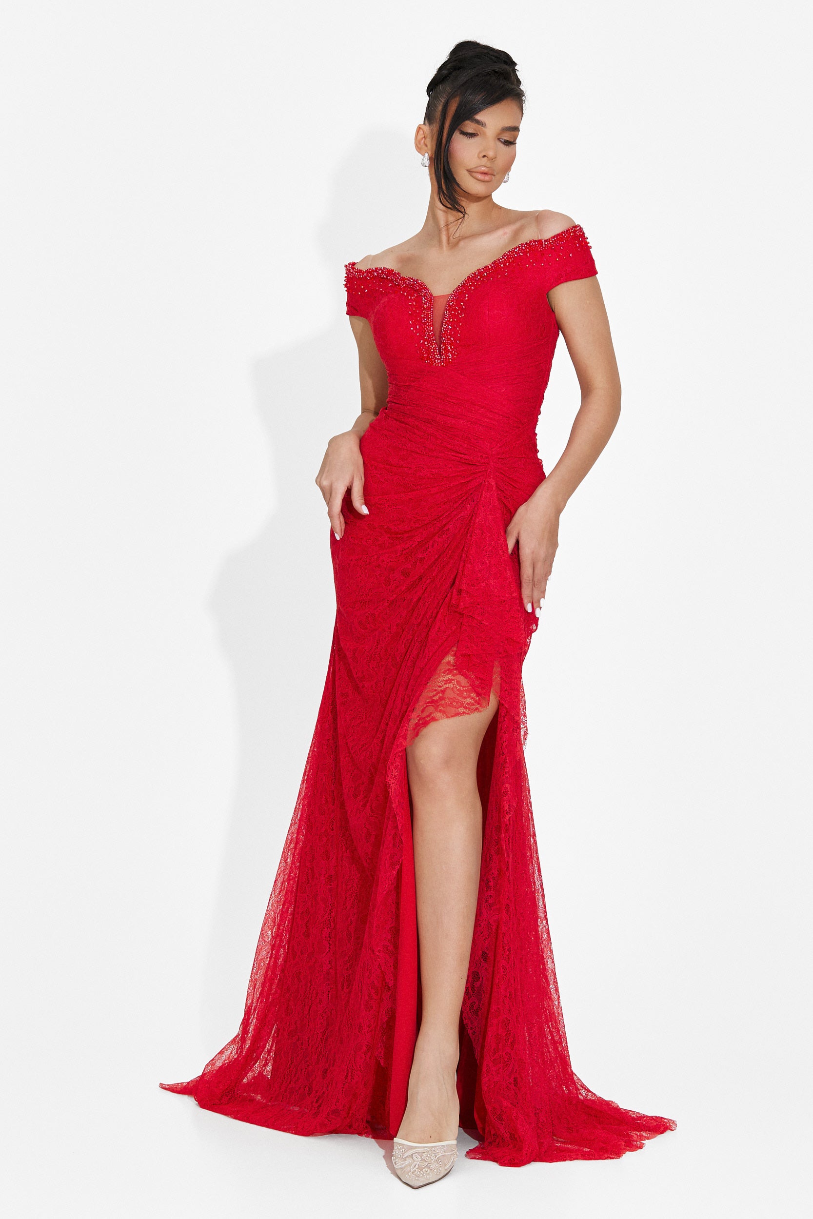 Rochie dama lunga rosie Sidomia Bogas