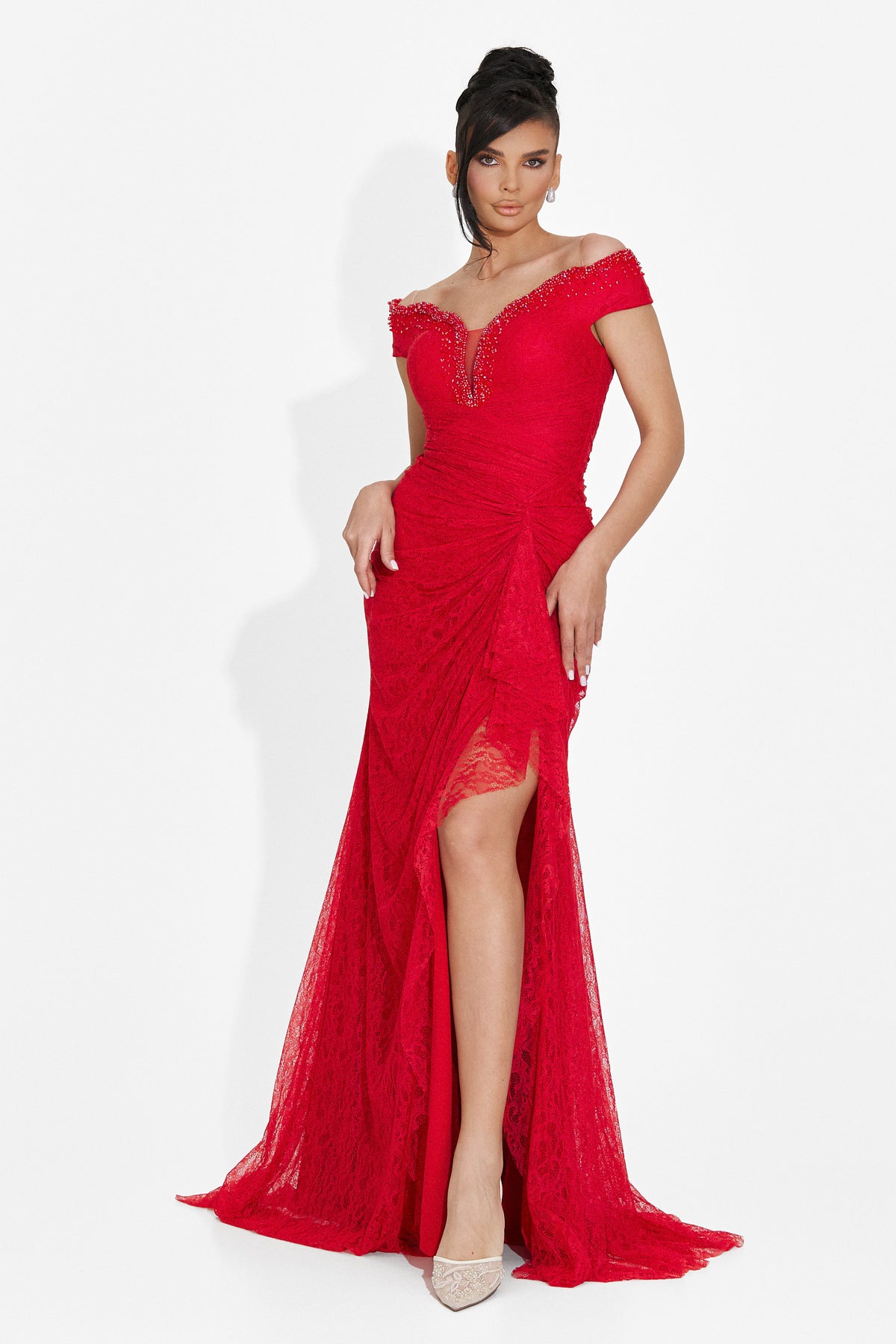 Long red women's dress Sidomia Bogas, image 8 of 9