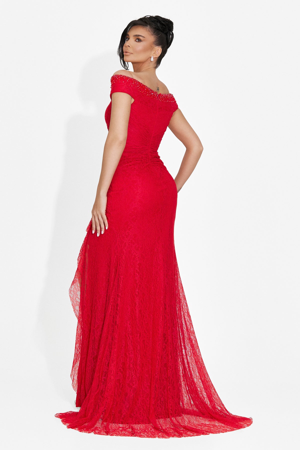 Long red women's dress Sidomia Bogas, image 9 of 9