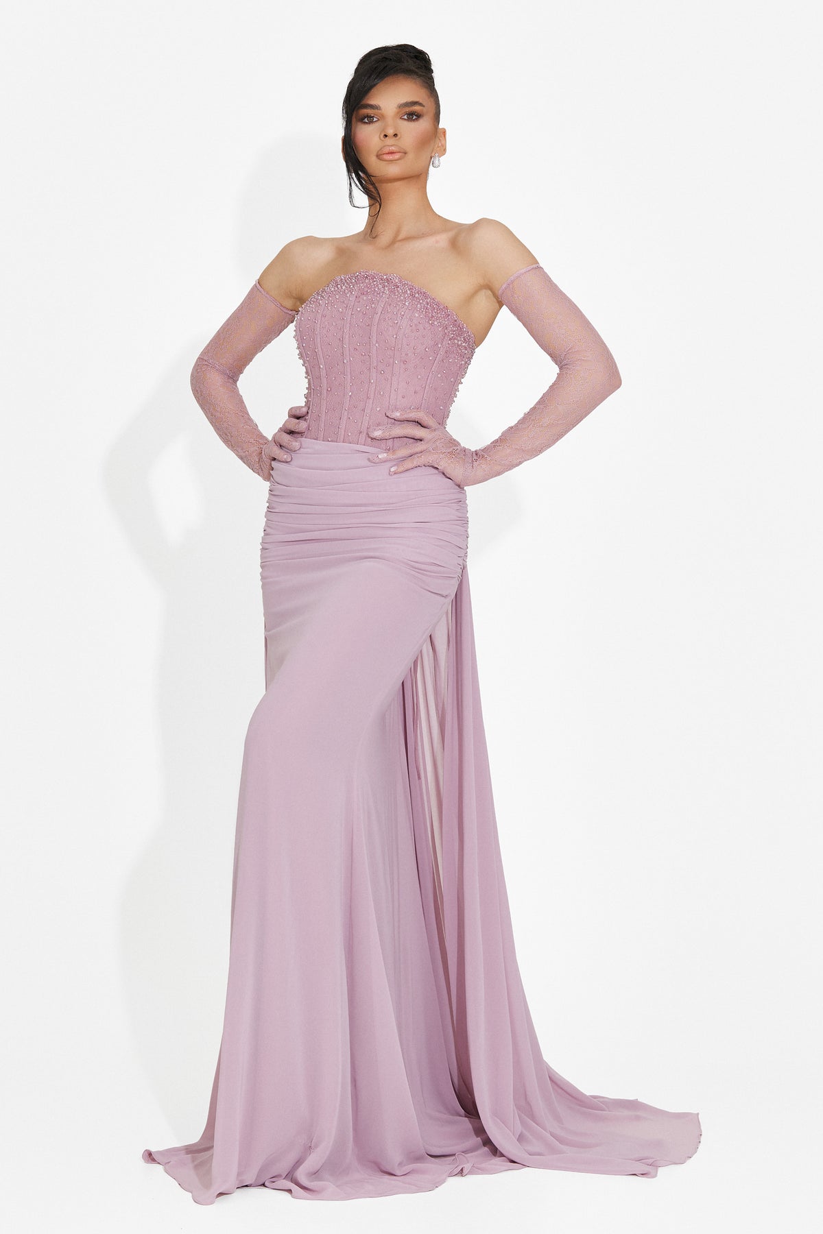 Langes Damenkleid in Rosa Camya Bogas, Bild 3 von 8