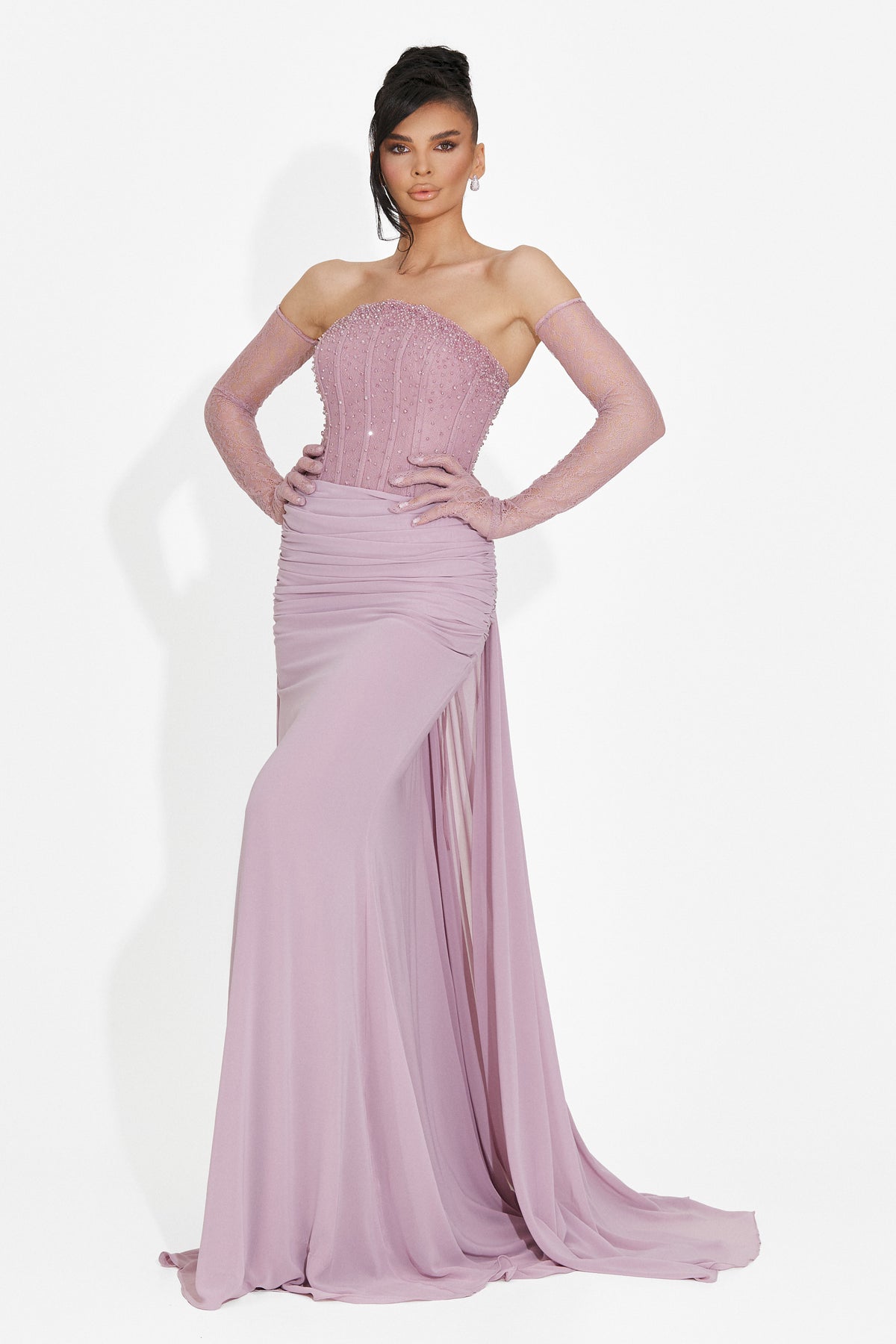 Langes Damenkleid in Rosa Camya Bogas, Bild 4 von 8