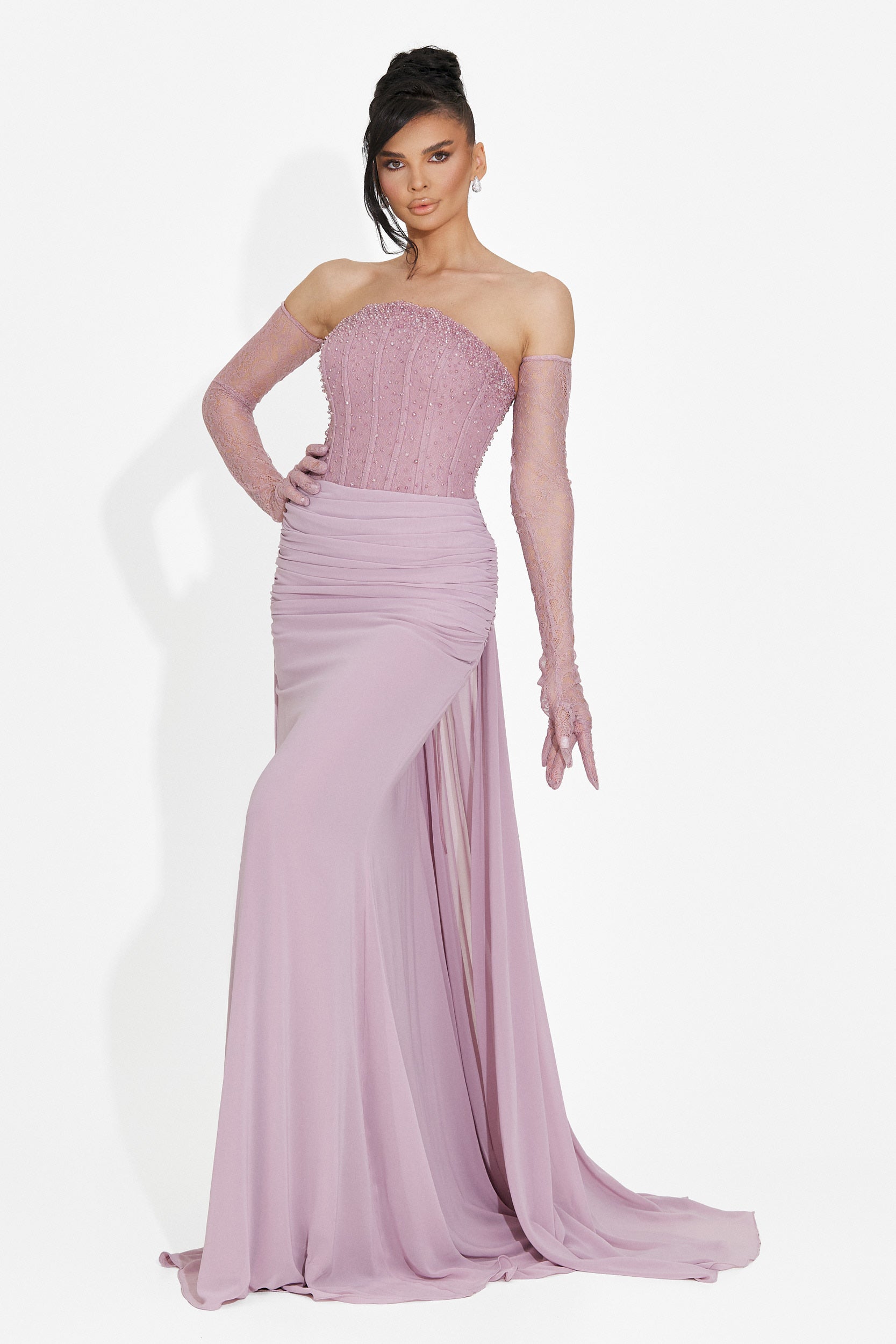 Rochie dama lunga roz Camya Bogas