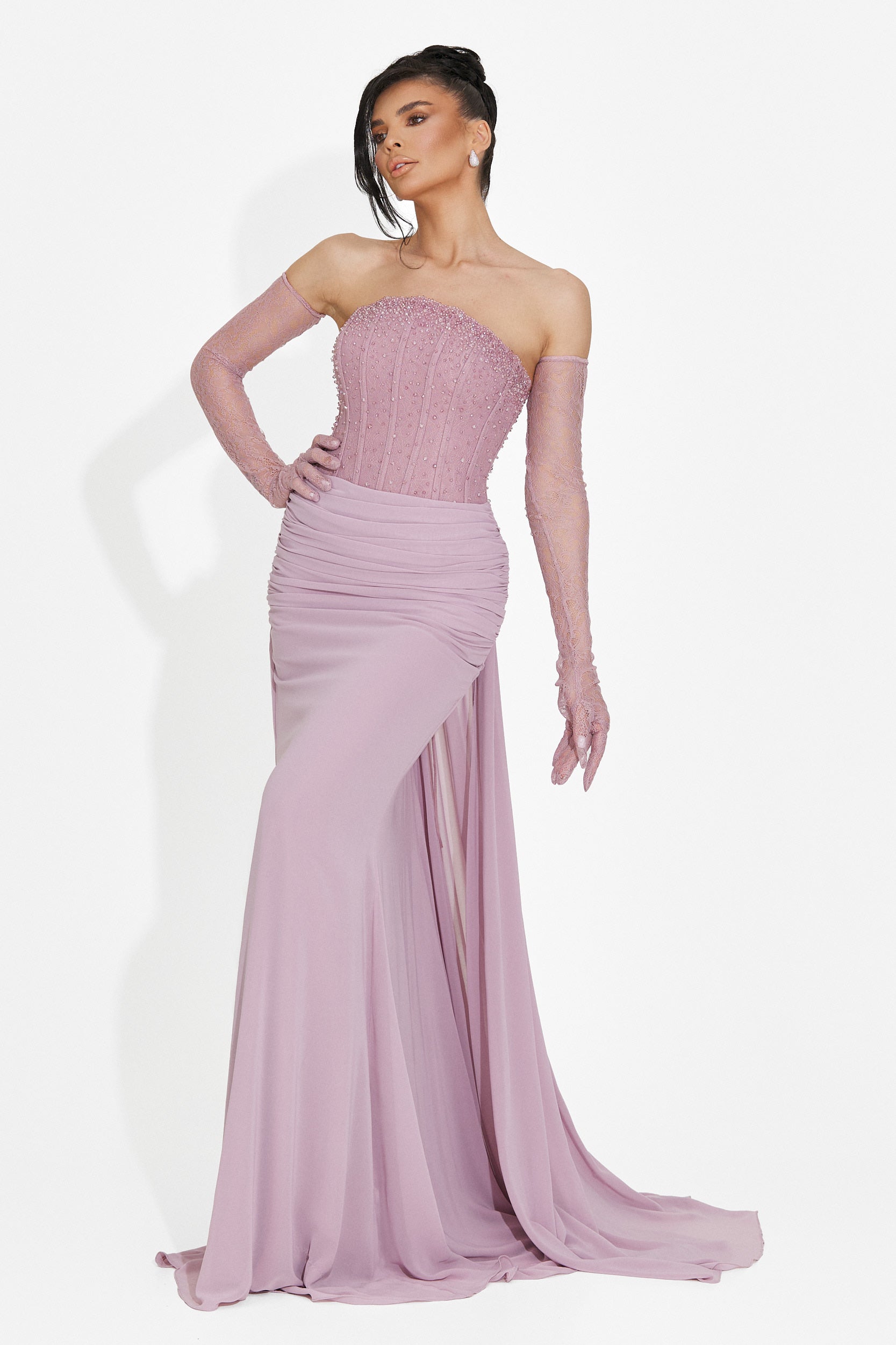 Rochie dama lunga roz Camya Bogas