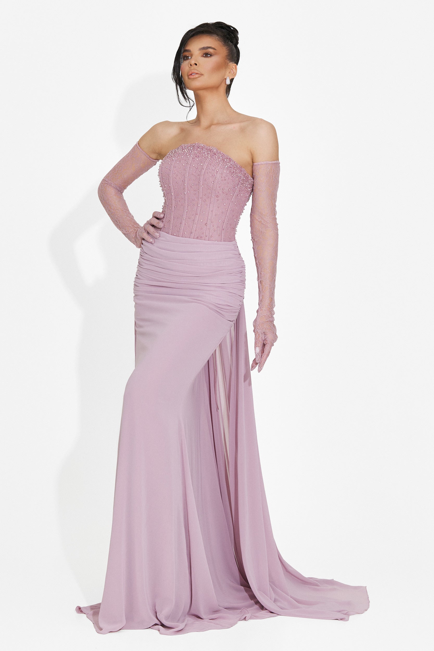 Rochie dama lunga roz Camya Bogas