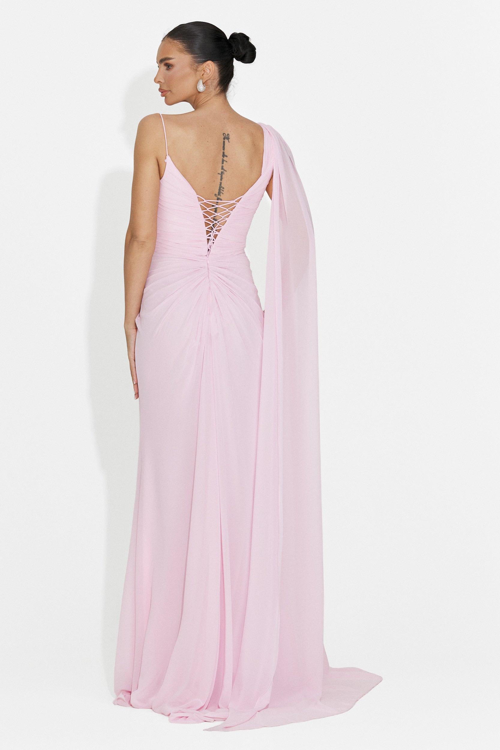 Langes rosa Damenkleid Lino Bogas