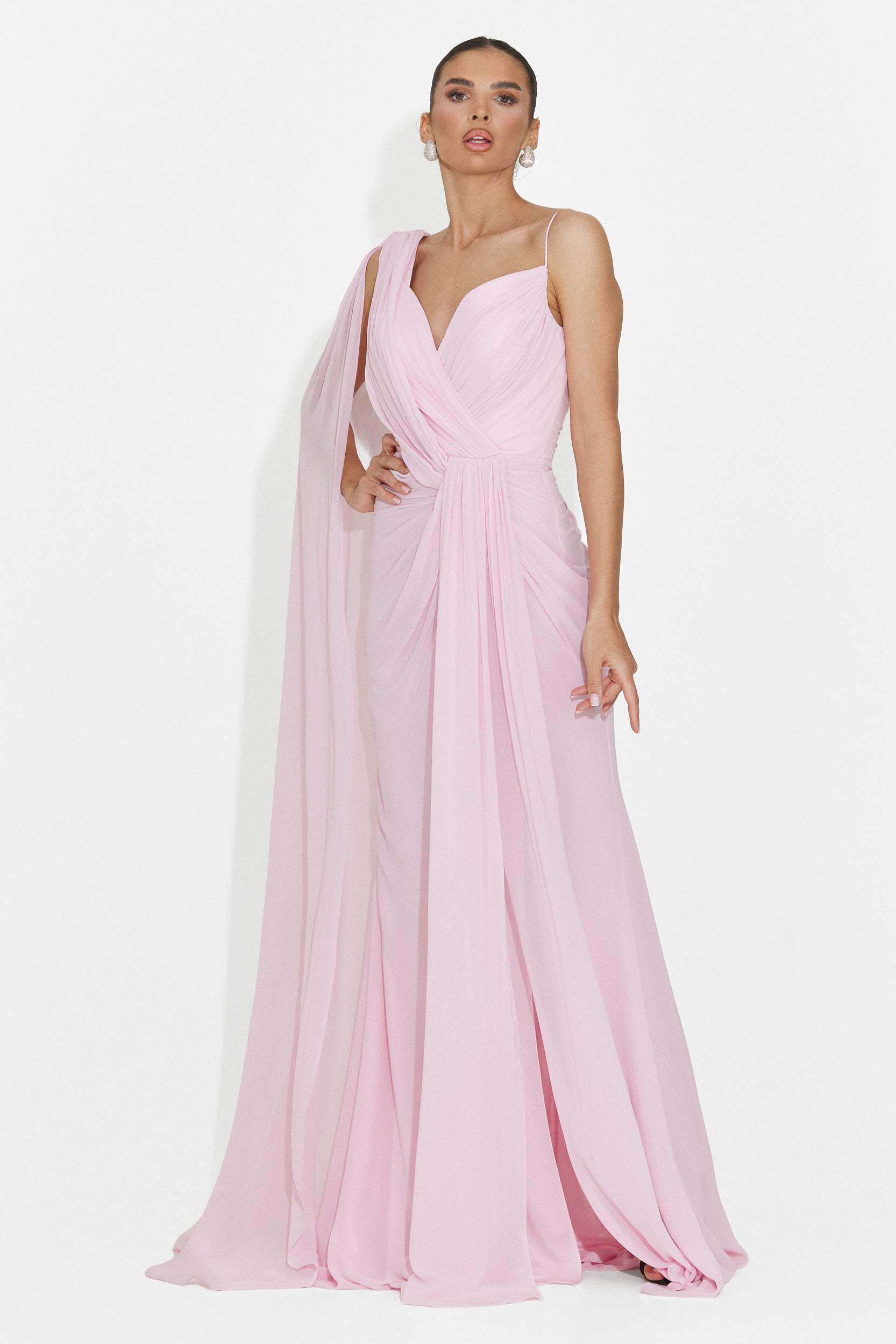 Langes rosa Damenkleid Lino Bogas