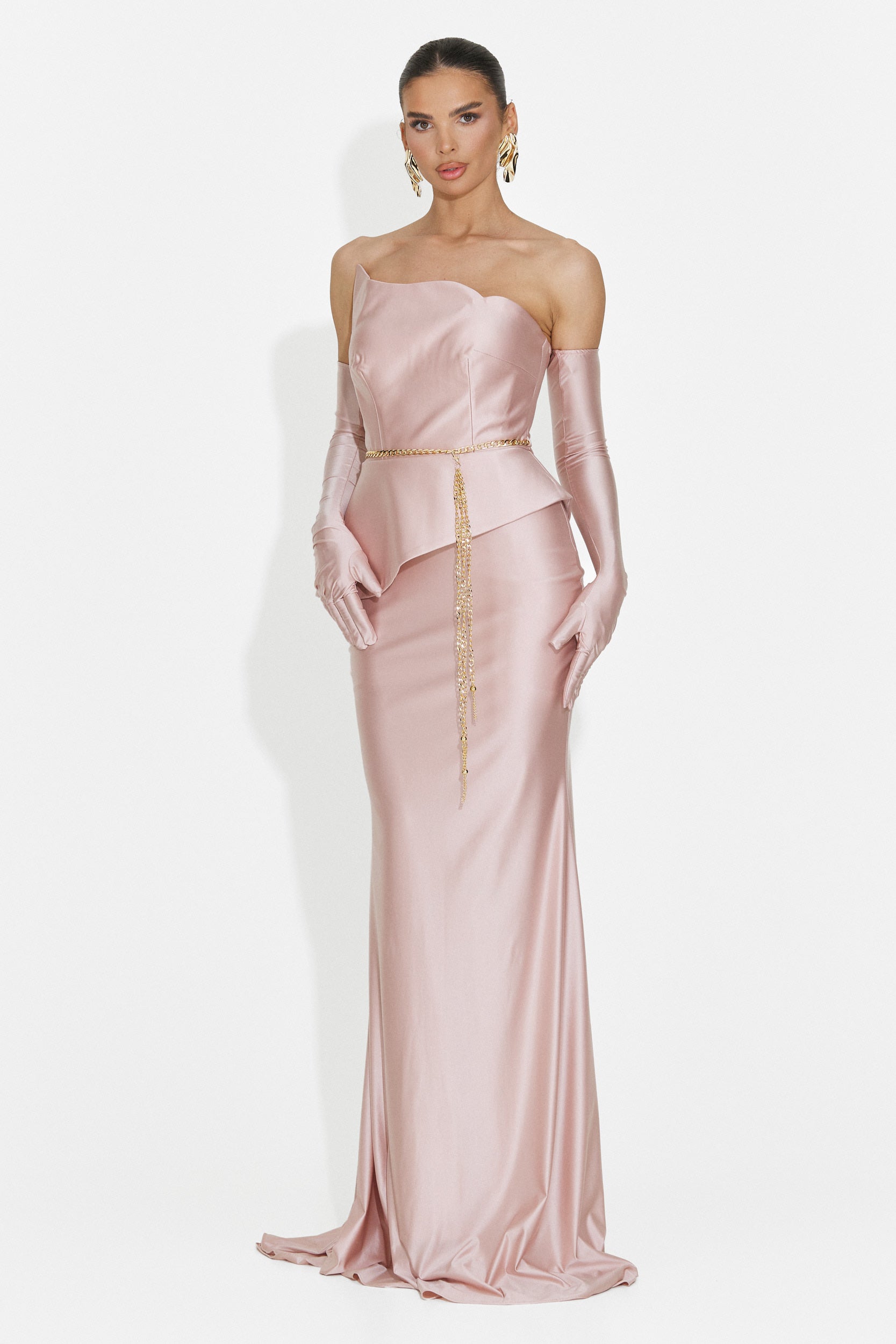 Merle Bogas Langes Rosa Damenkleid