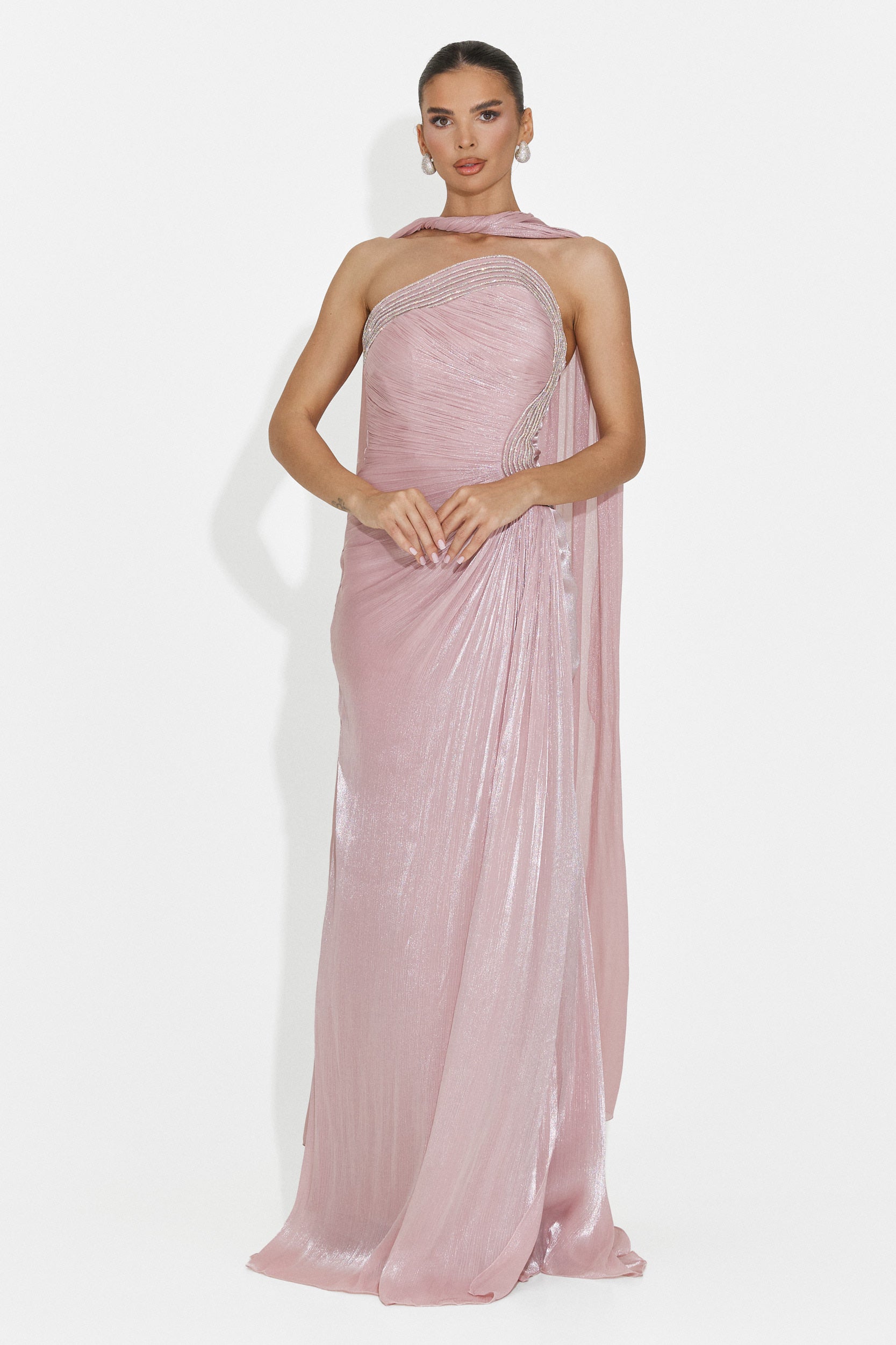 Moritz Bogas langes rosa Damenkleid