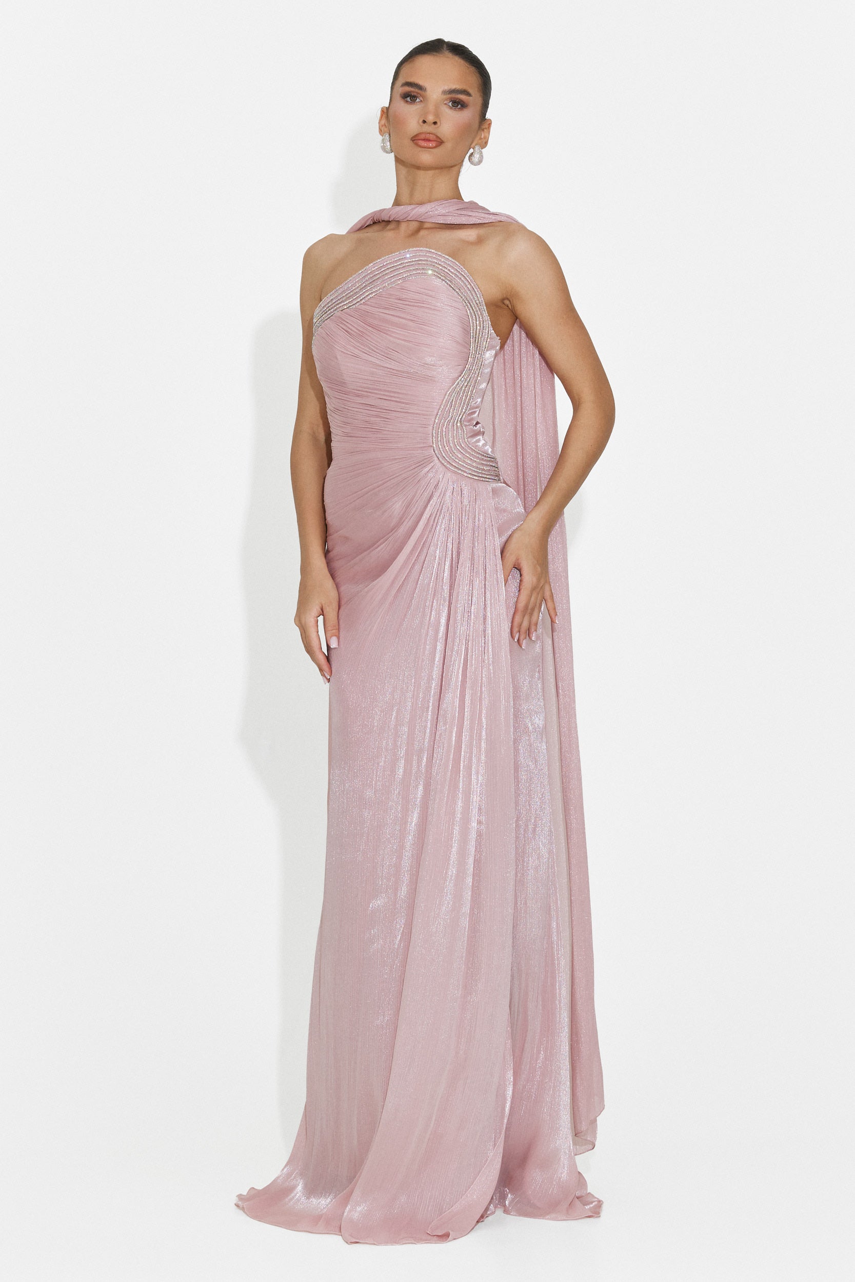 Moritz Bogas langes rosa Damenkleid