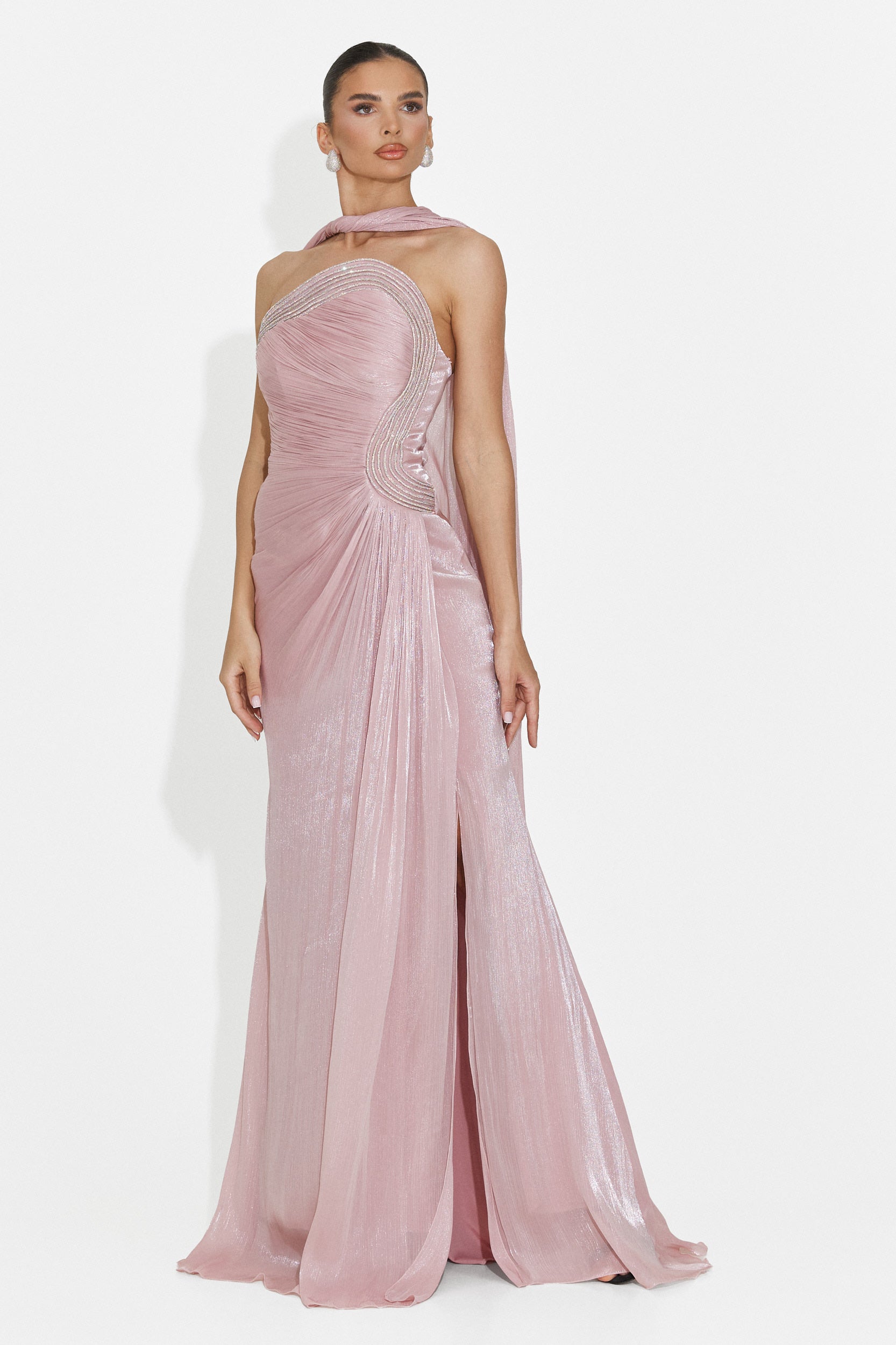 Moritz Bogas langes rosa Damenkleid