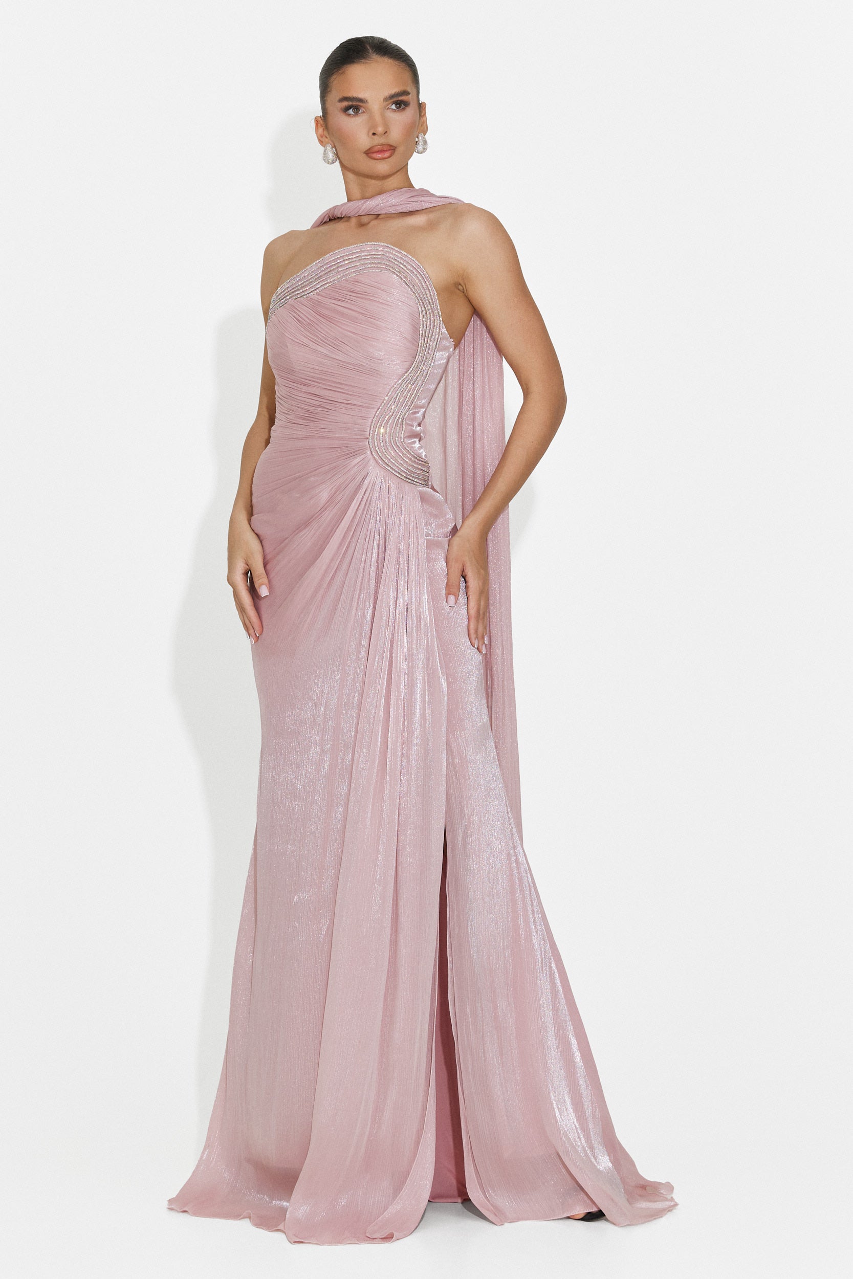 Moritz Bogas langes rosa Damenkleid