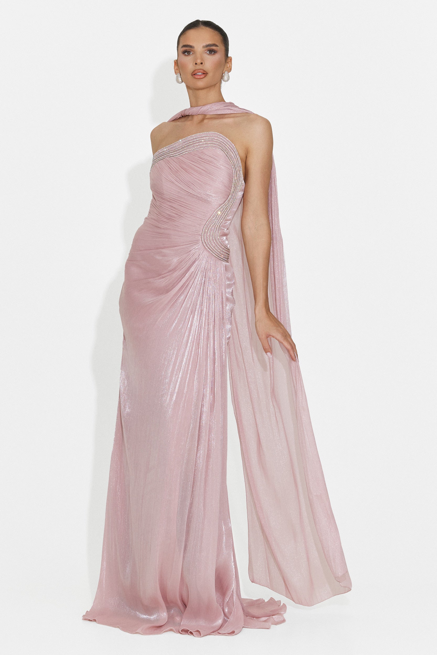 Moritz Bogas langes rosa Damenkleid