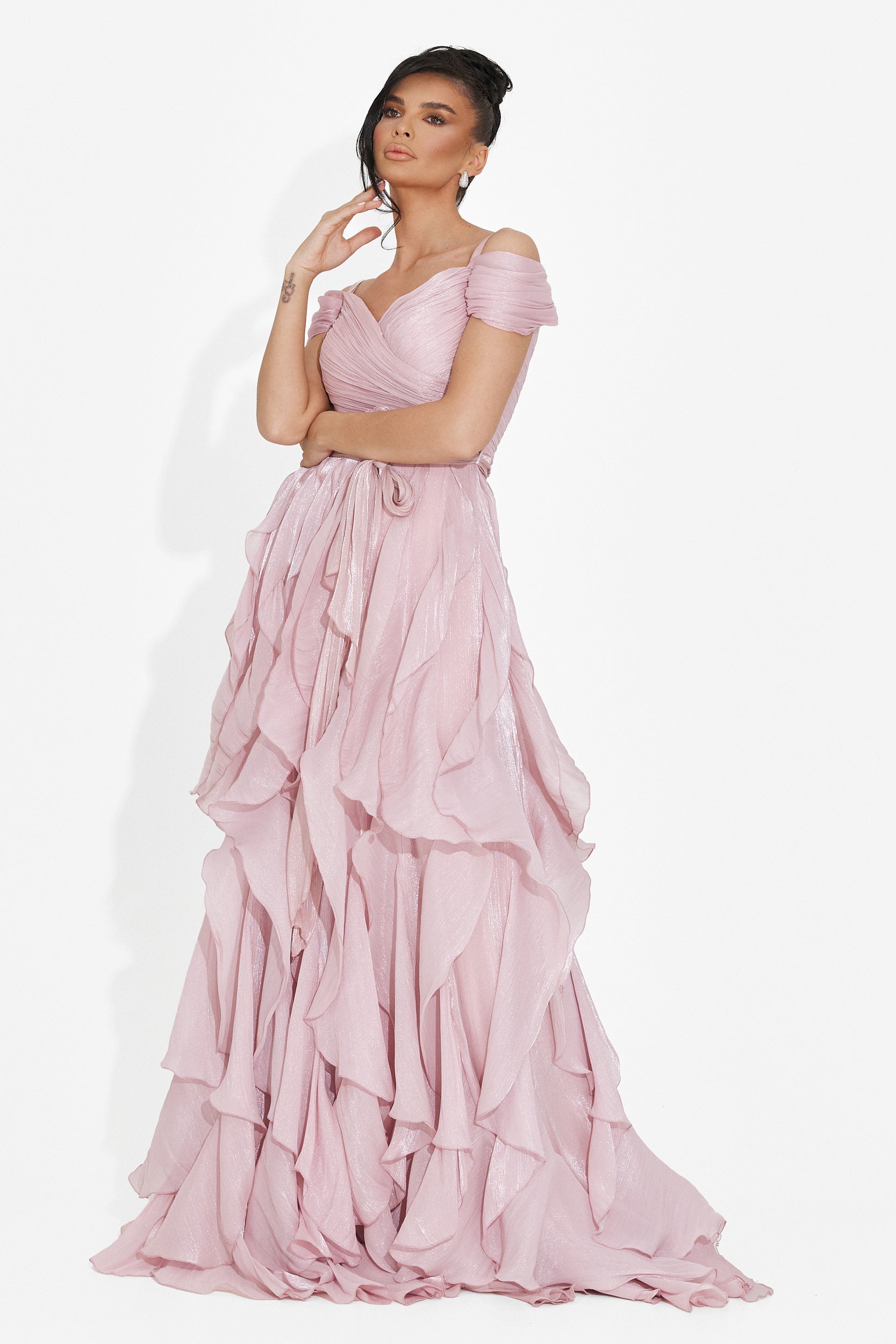 Rochie dama lunga roz Sandrina Bogas