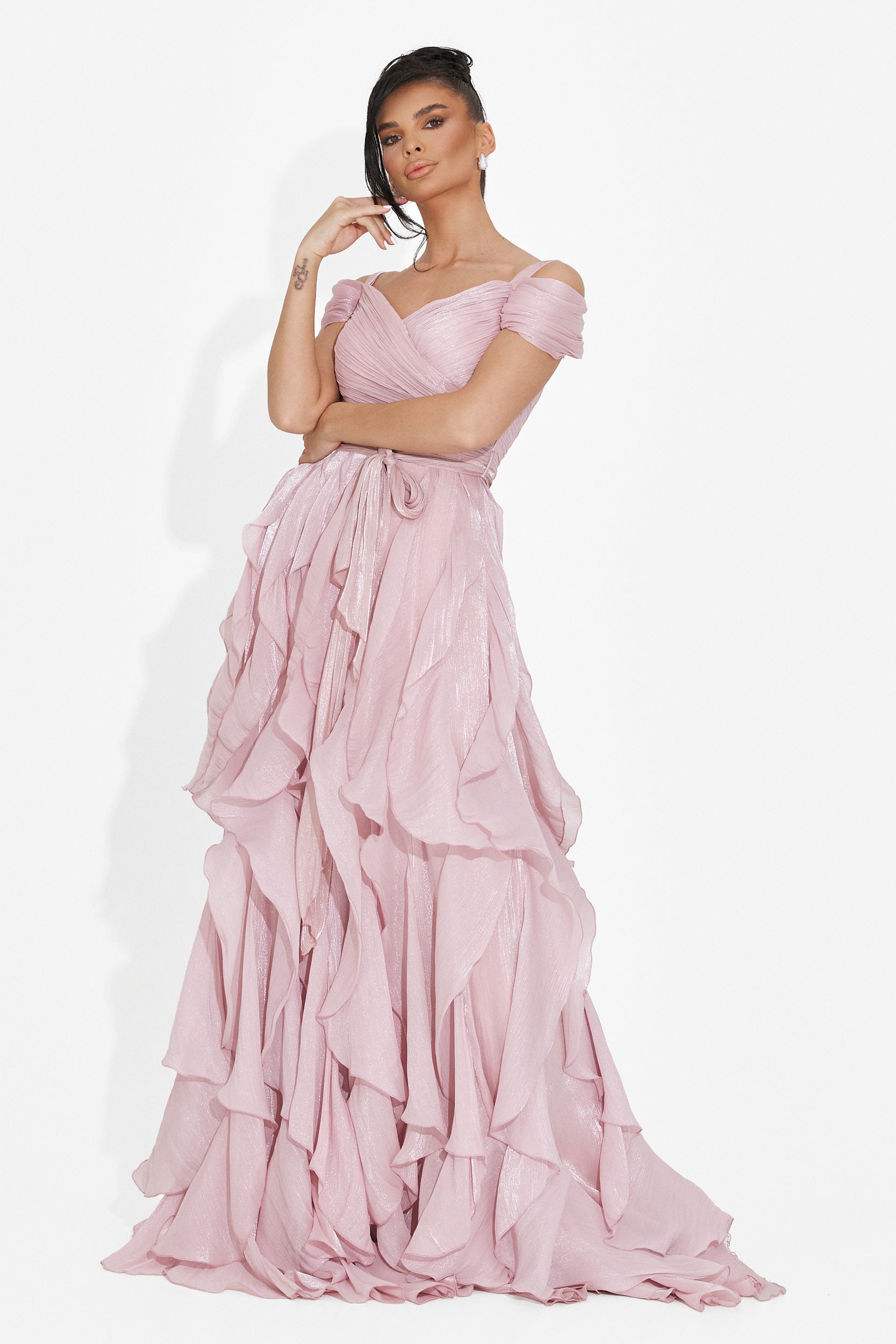 Rochie dama lunga roz Sandrina Bogas