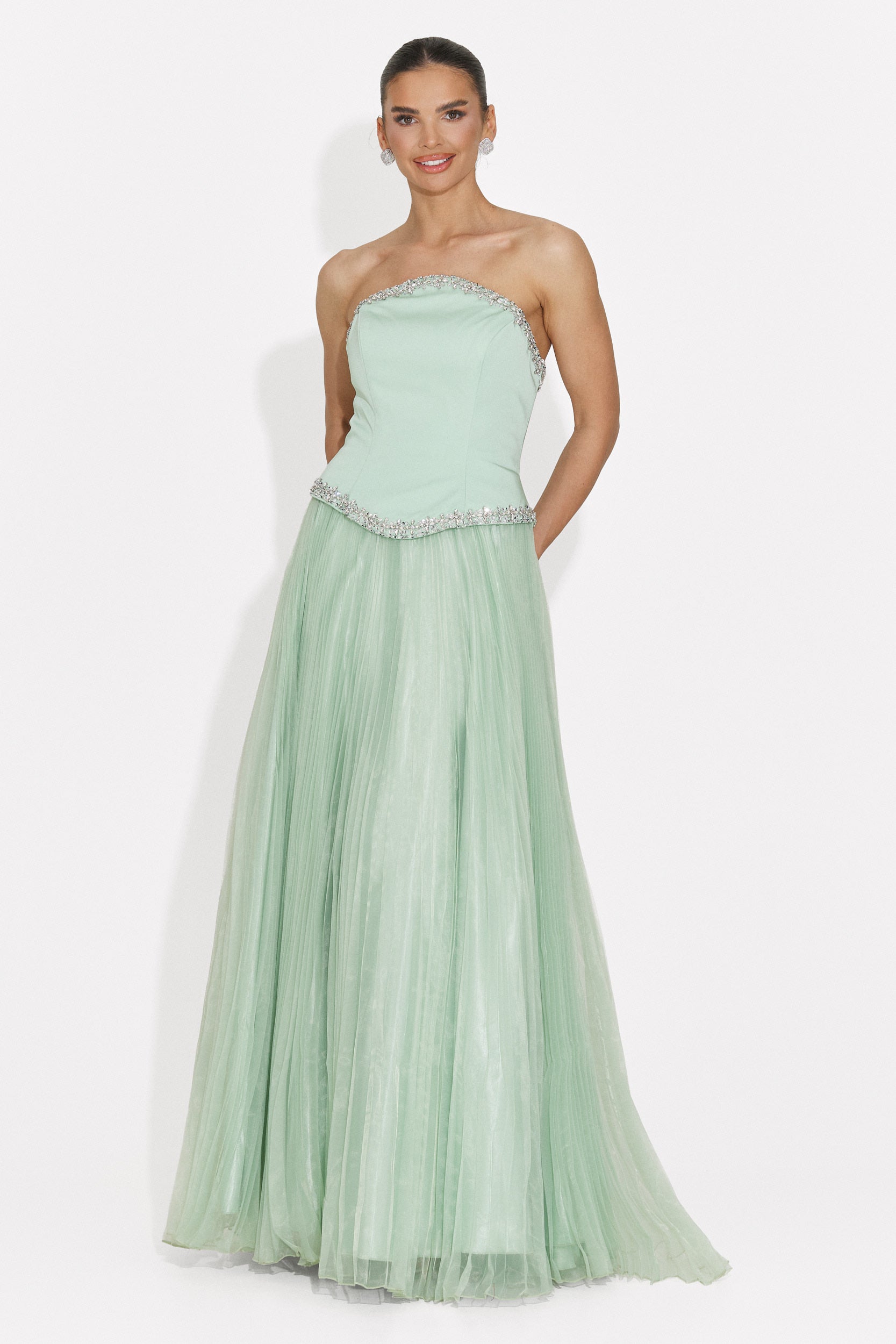 Rochie dama lunga verde mint Brunhilde Bogas