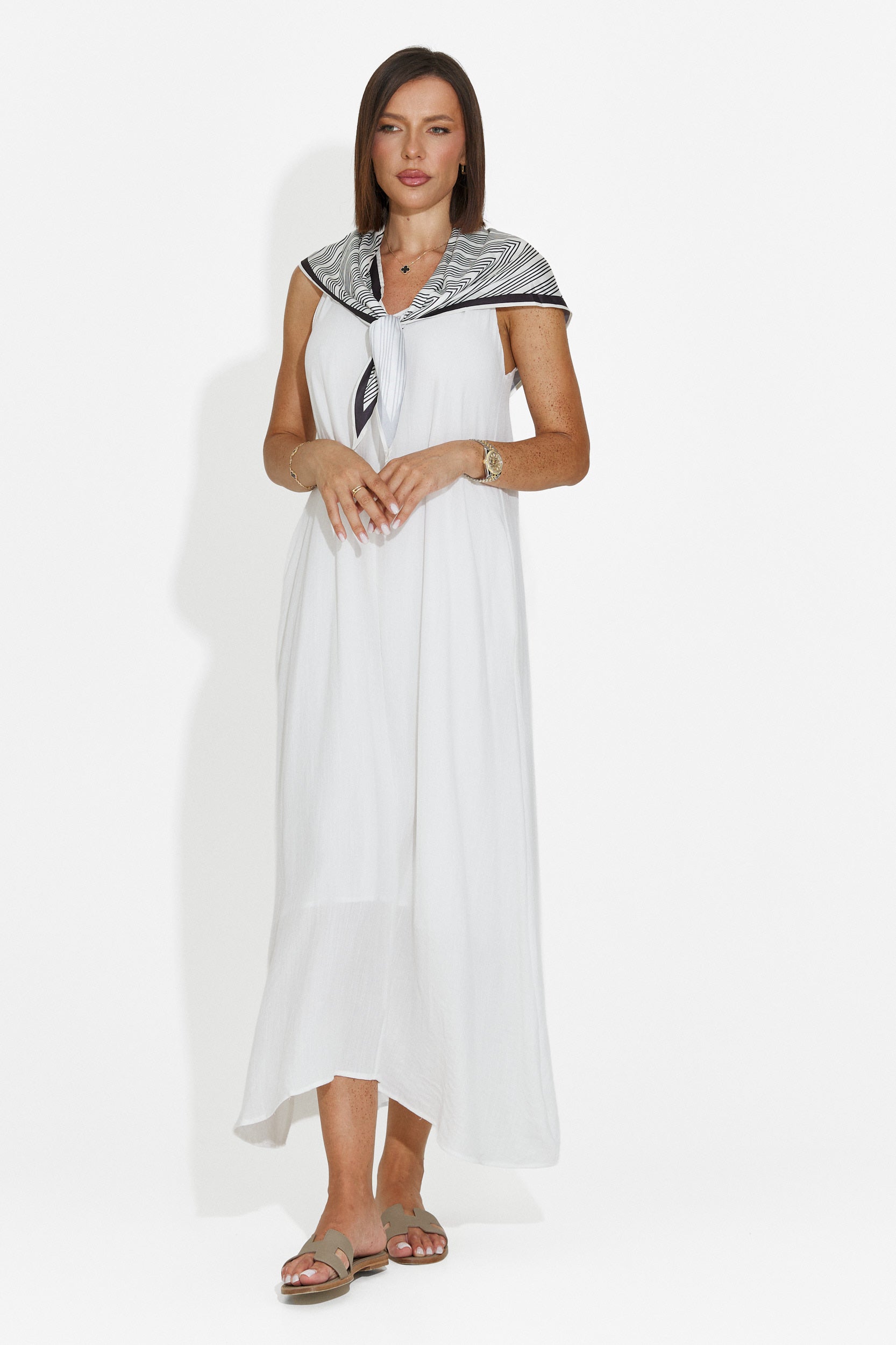 Women's midi white dress Alievia Bogas