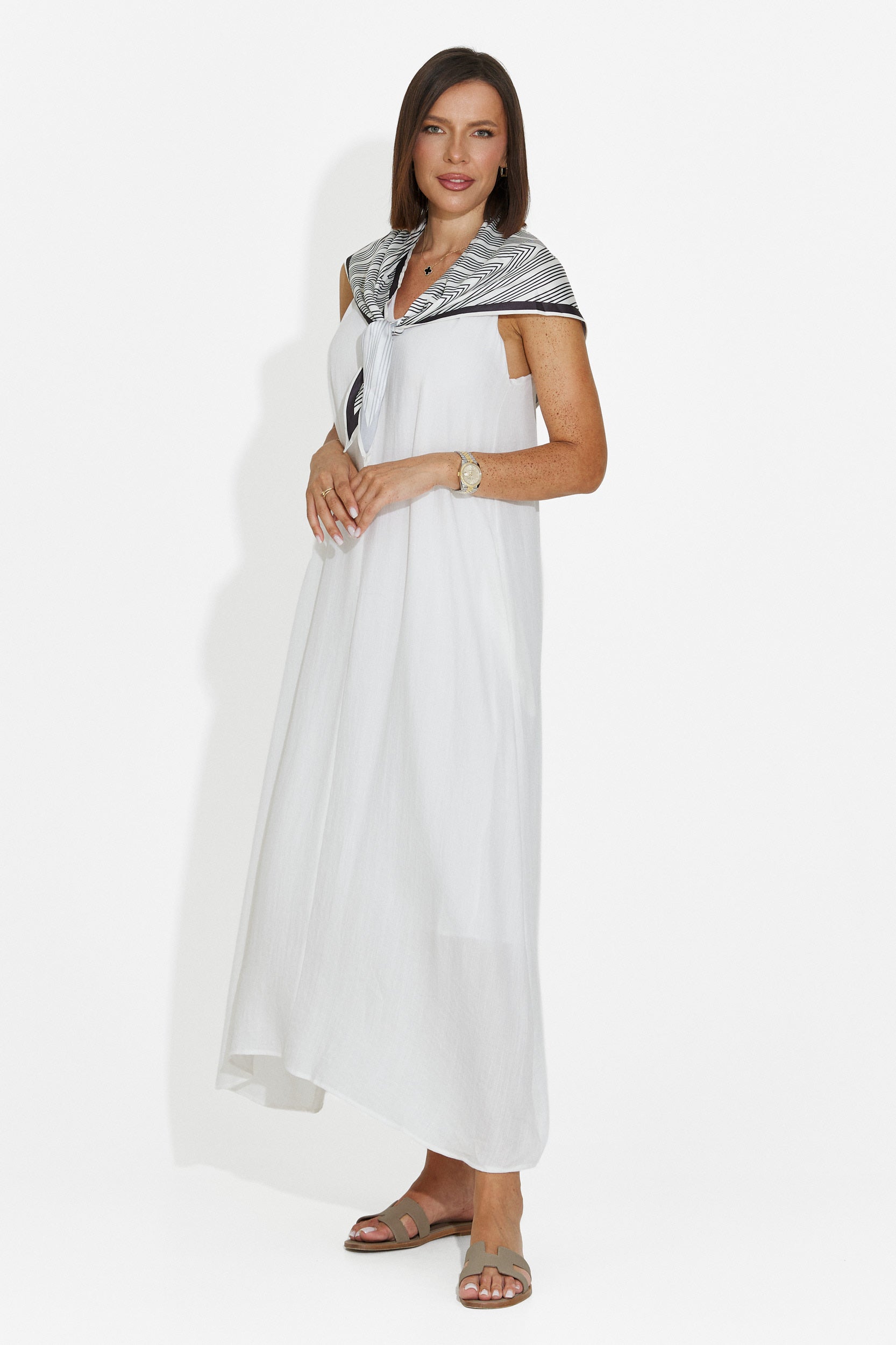 Damen-Midi-Kleid weiß Alievia Bogas