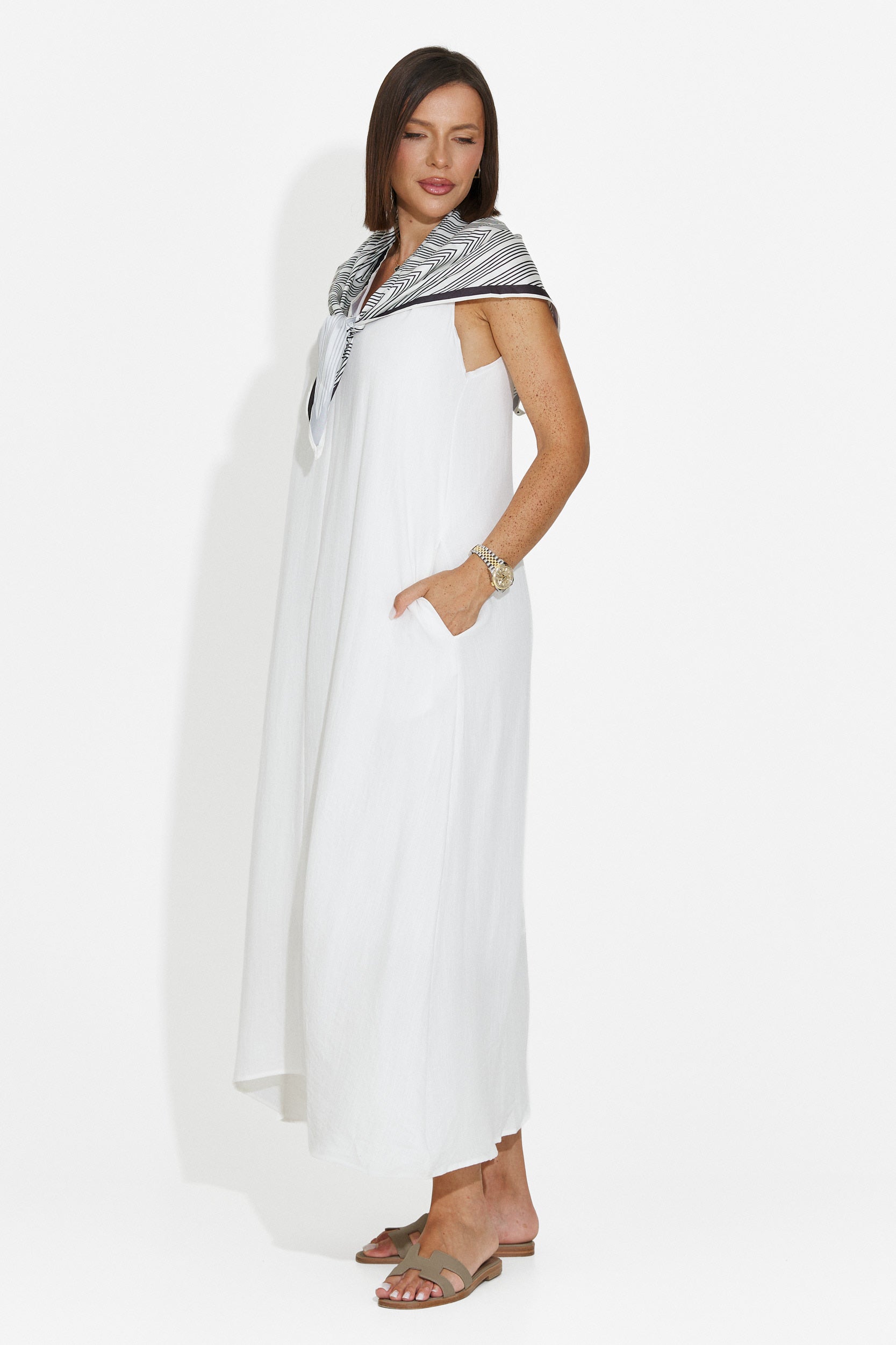 Women's midi white dress Alievia Bogas