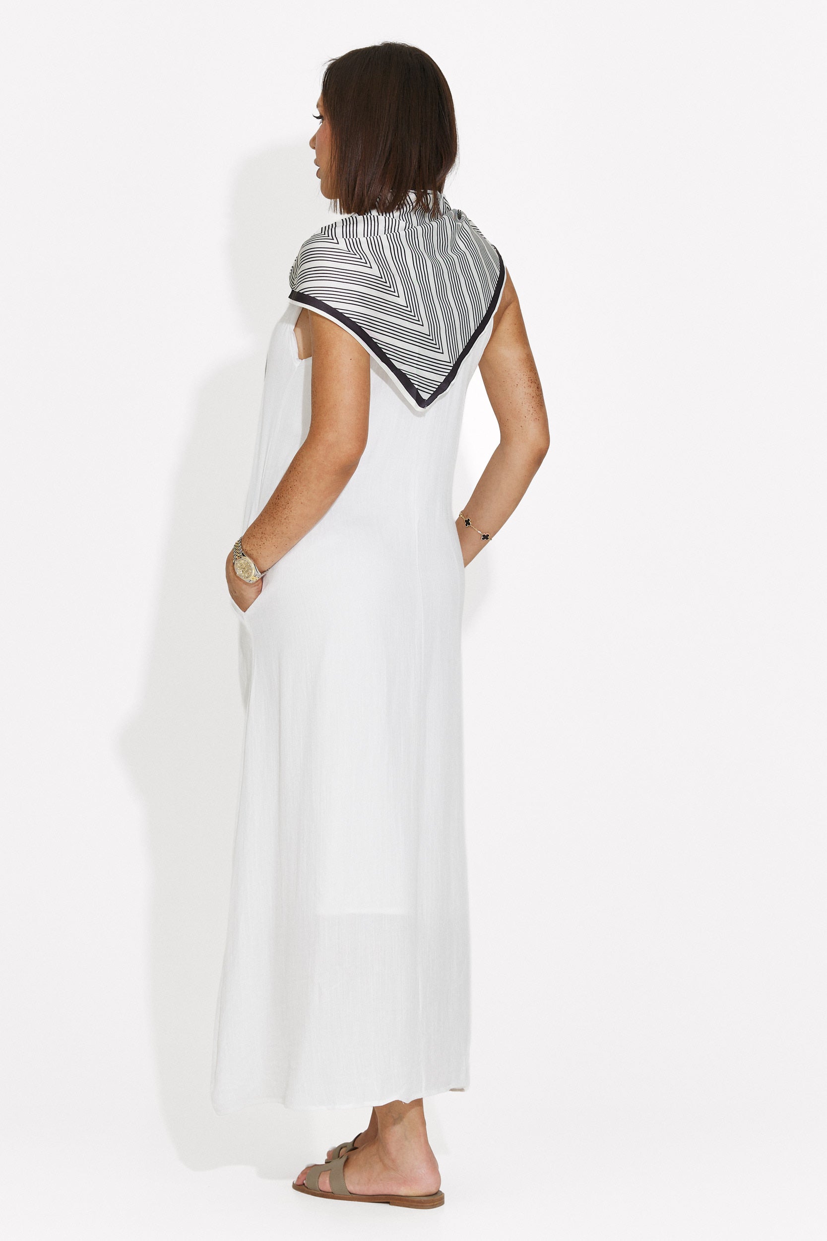 Women's midi white dress Alievia Bogas
