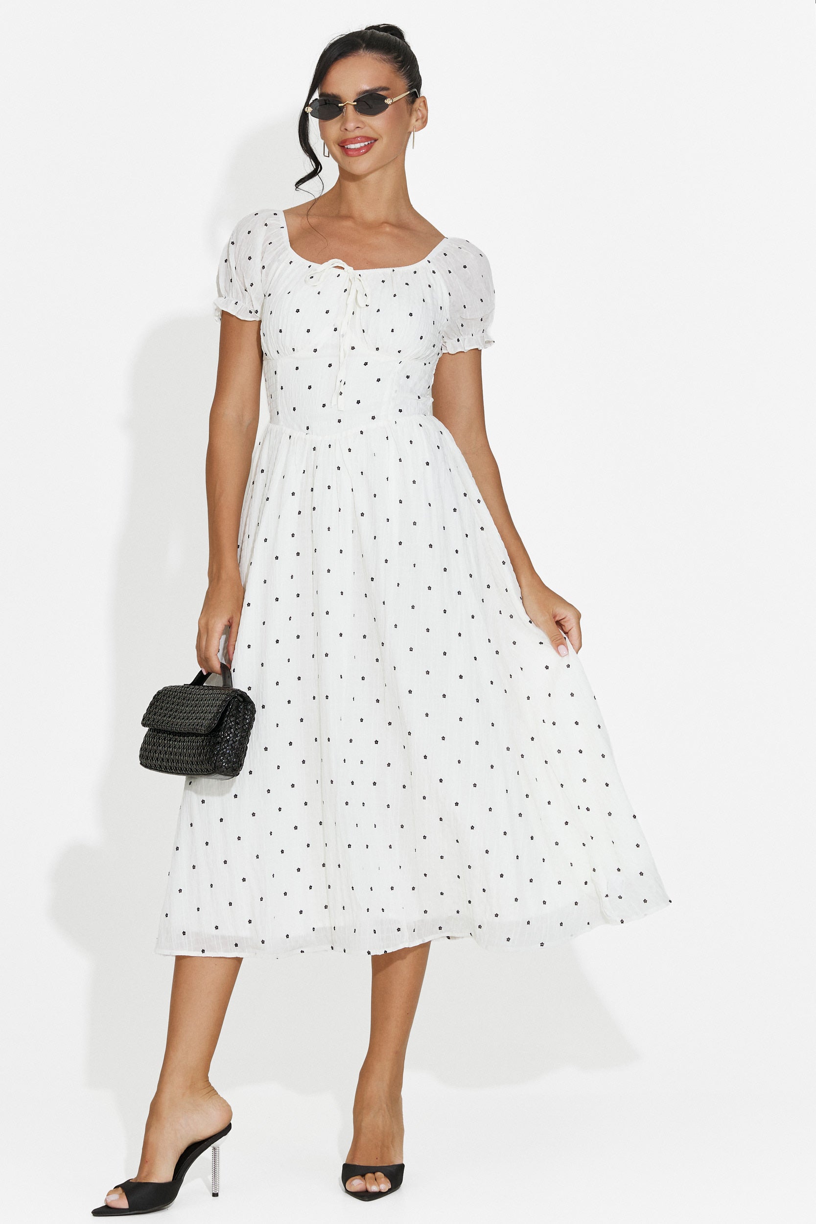 Midi white women's dress Elvilia Bogas