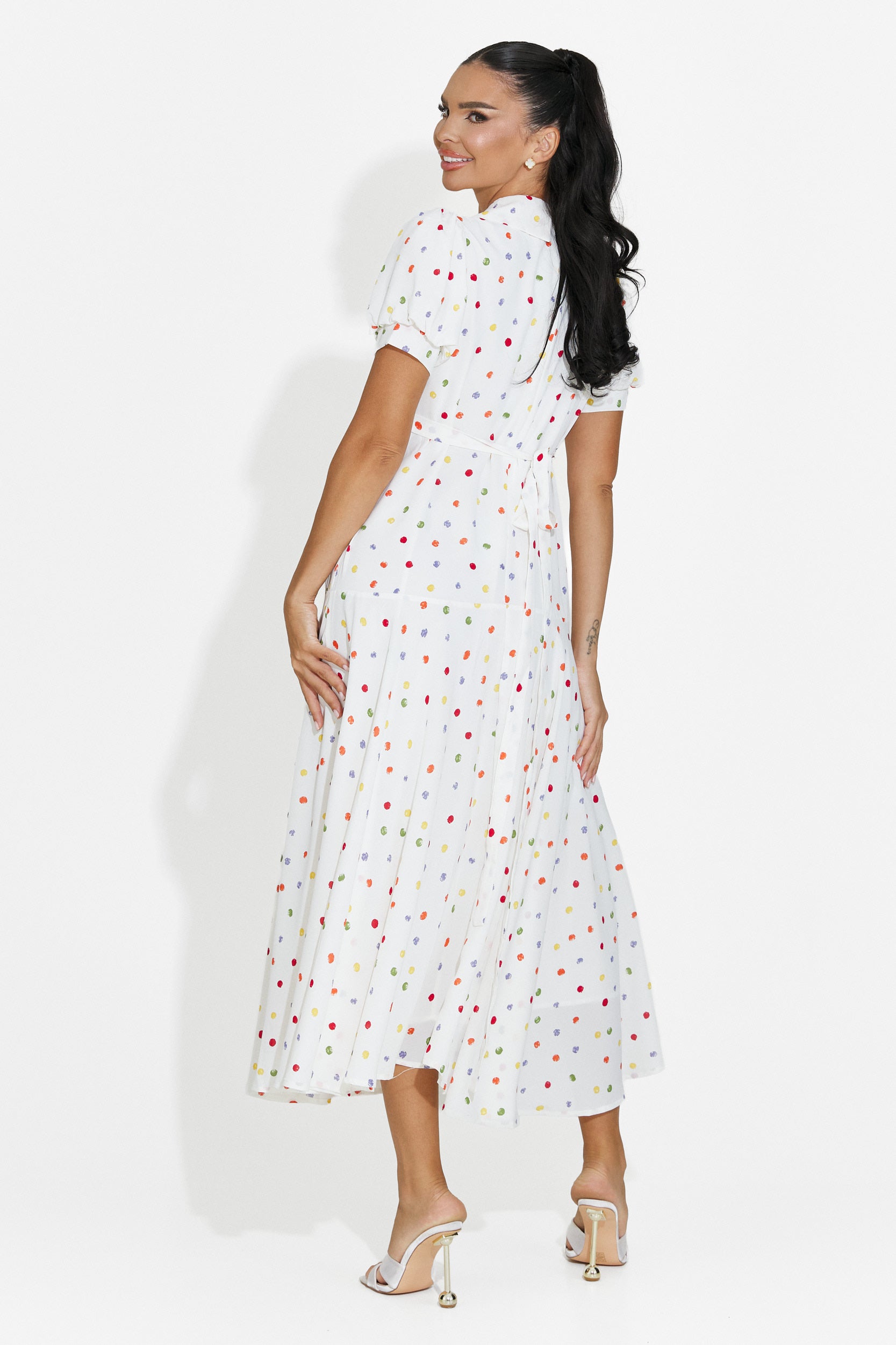 Women's midi white dress Oliania Bogas