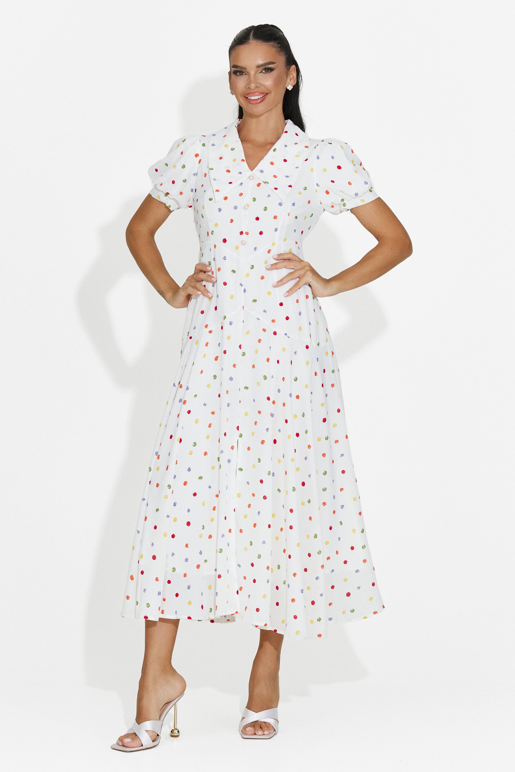 Women's midi white dress Oliania Bogas