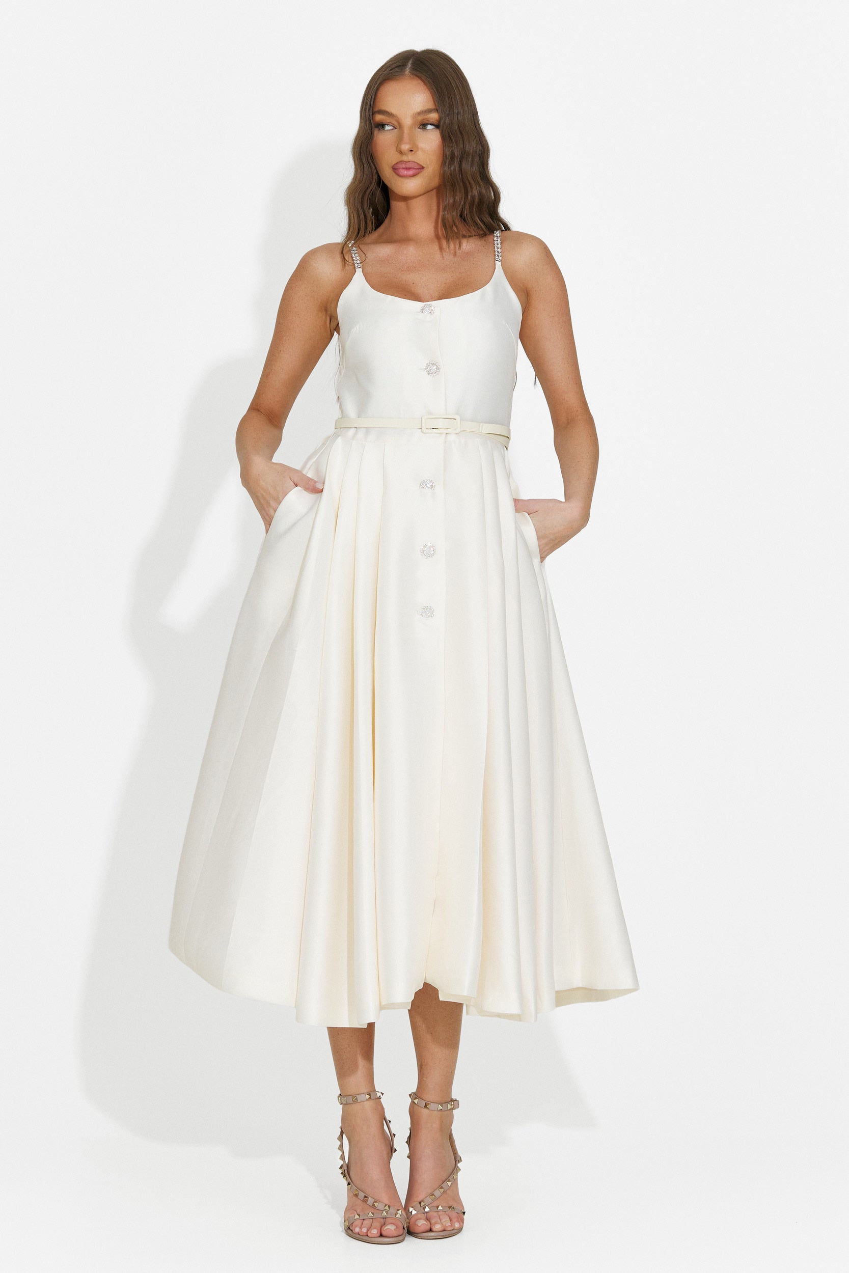 Damenkleid midi beige Florinela Bogas