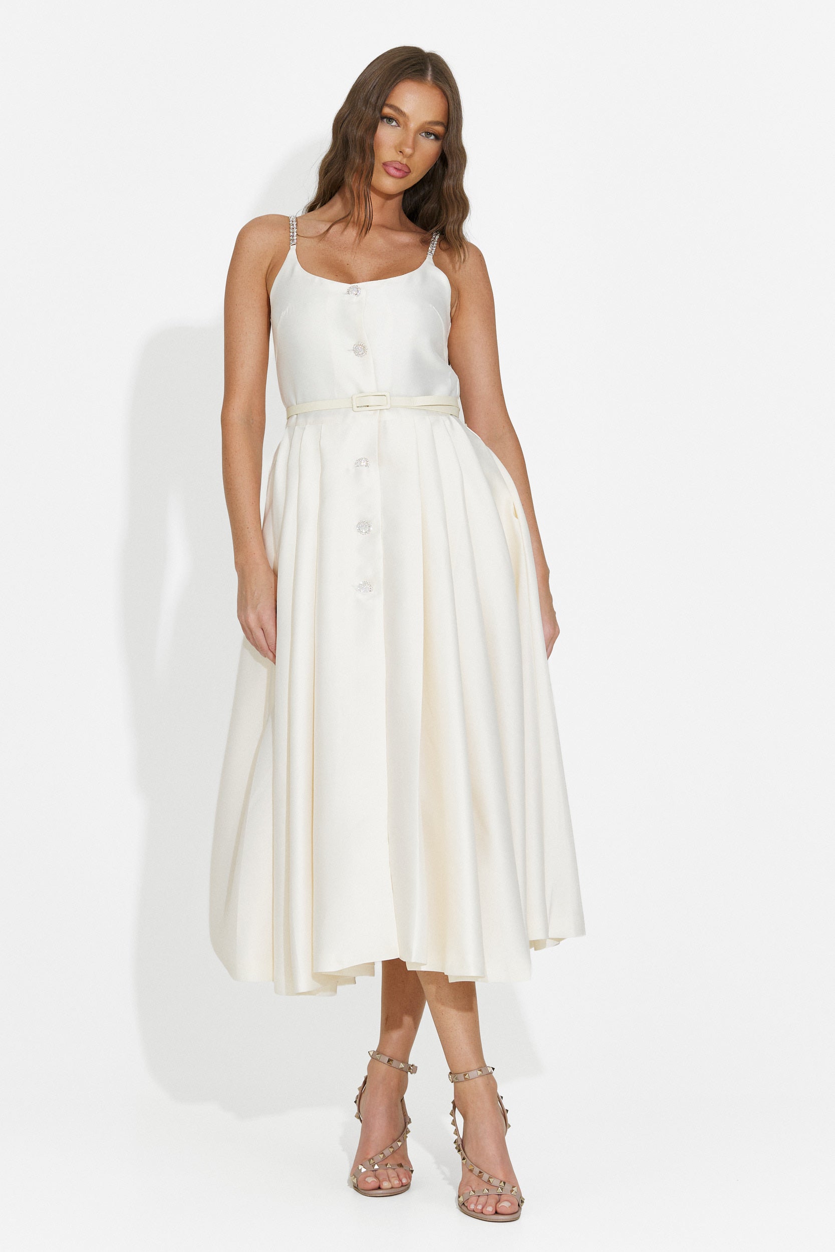 Women's midi beige dress Florinela Bogas