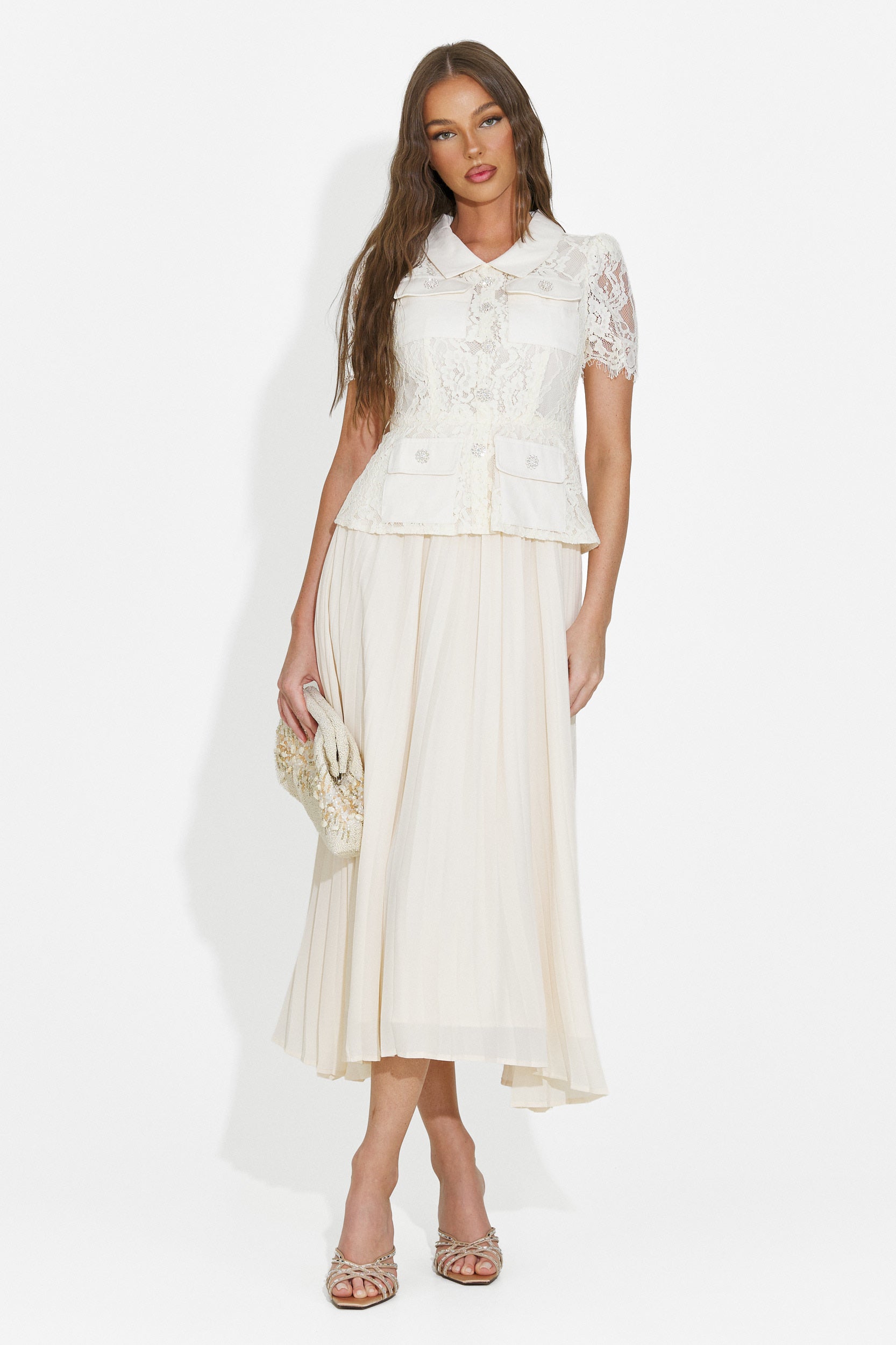Women's midi beige dress Sicosa Bogas