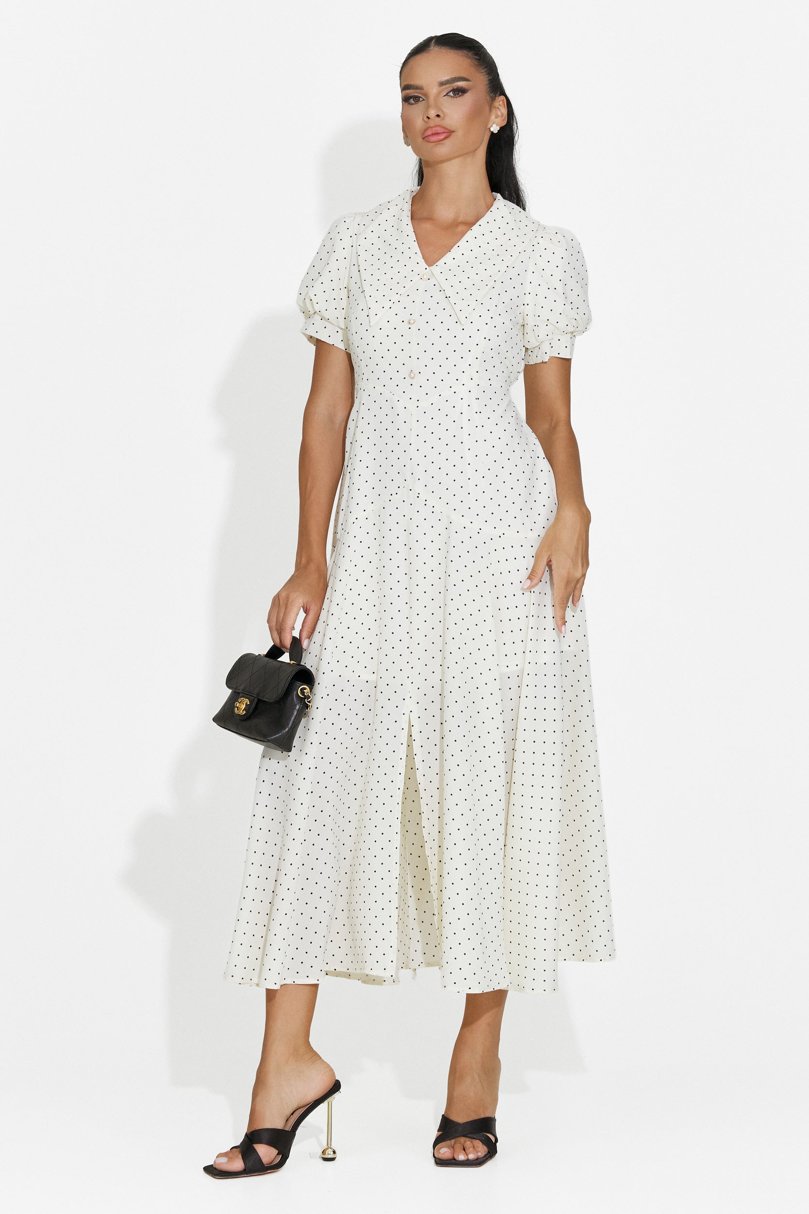 Midi beige women's dress Taisiana Bogas