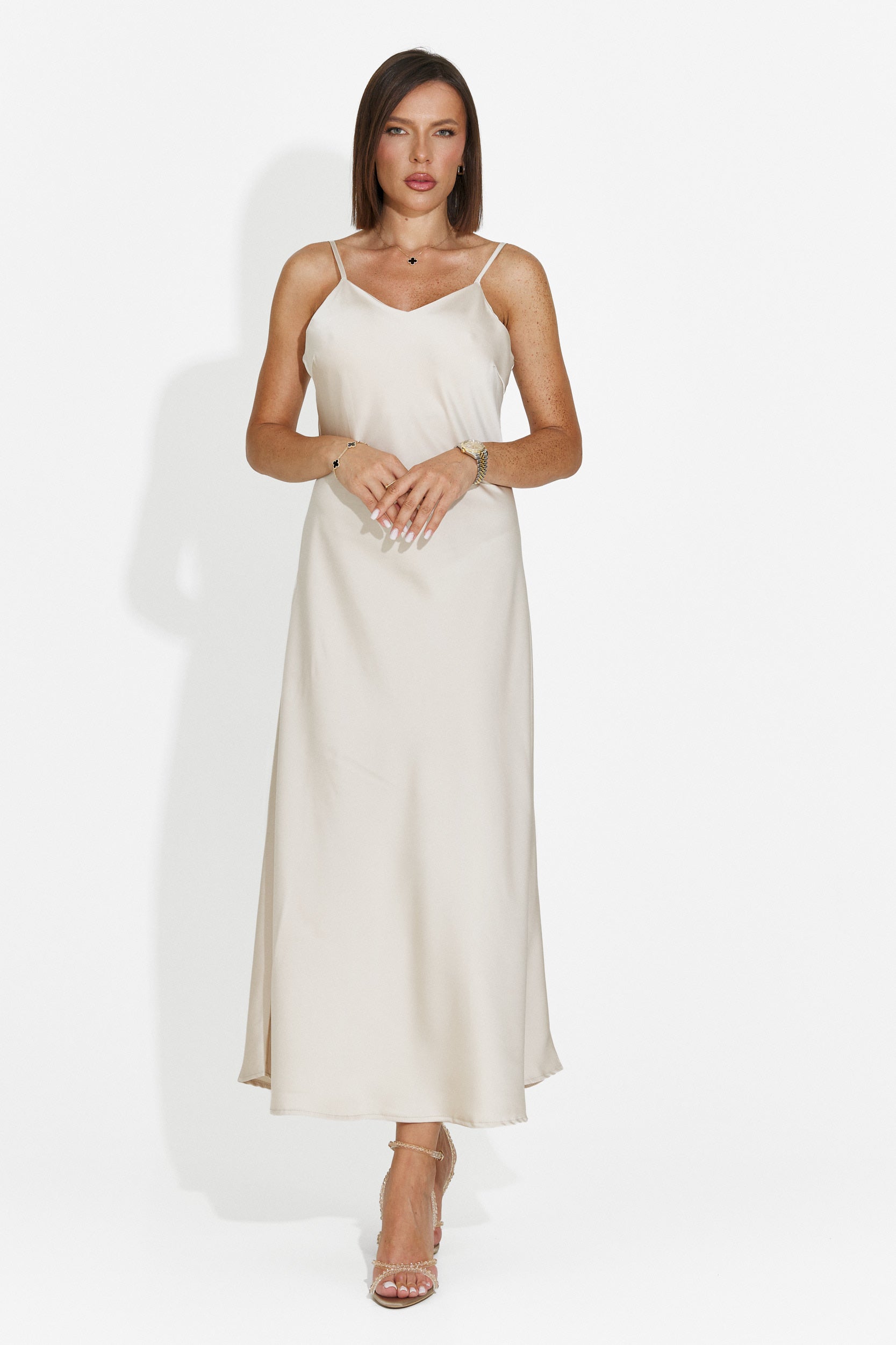 Women's midi beige dress Zimia Bogas
