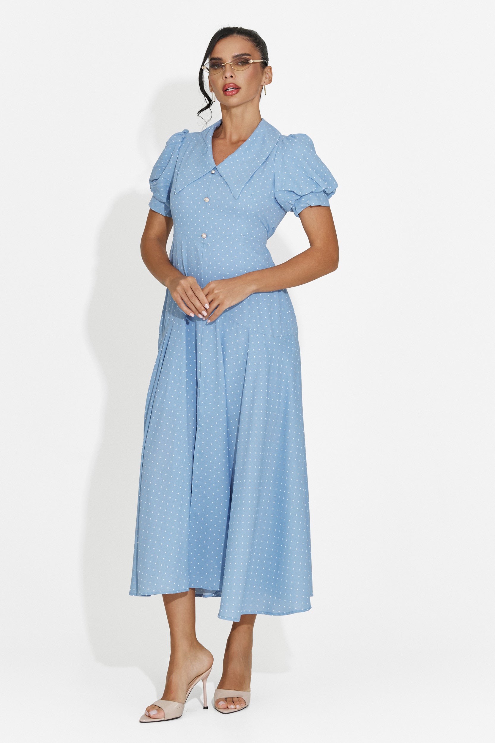 Midi light blue women's dress Taisiana Bogas