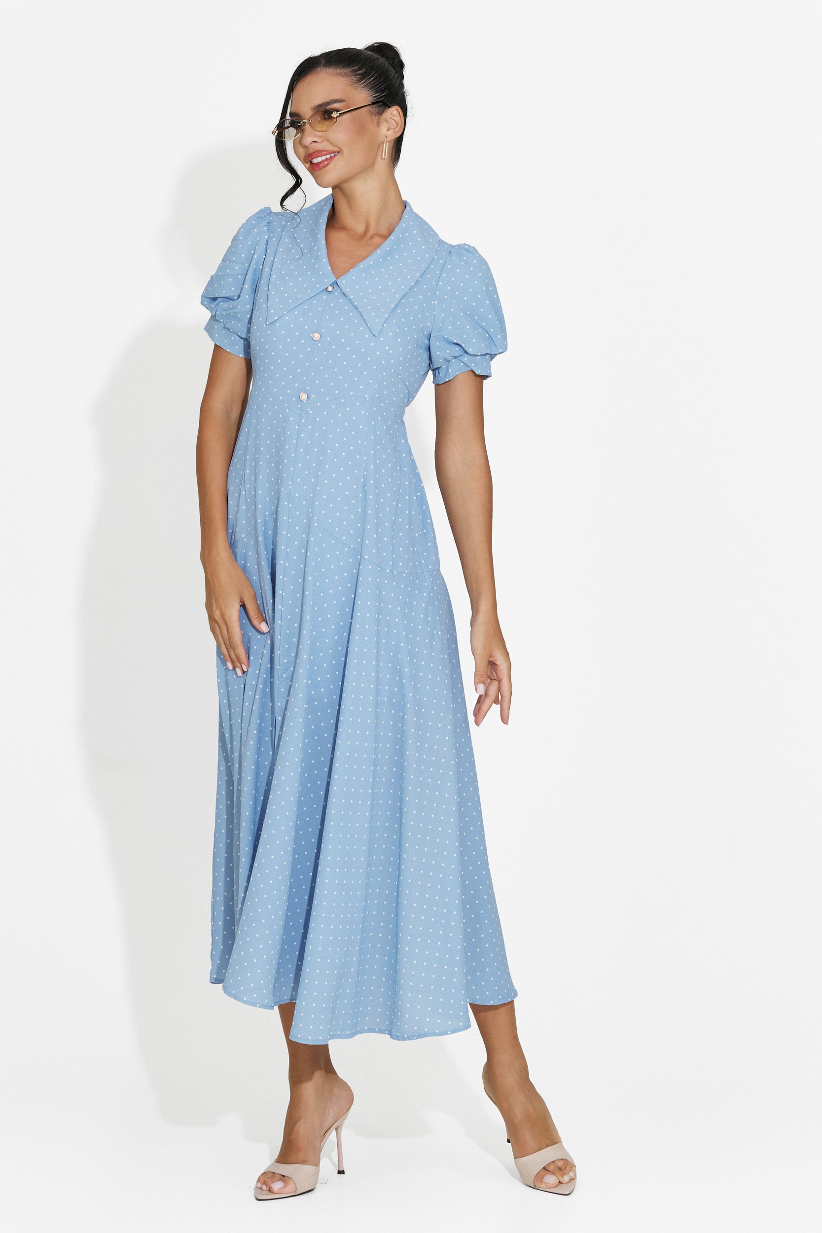 Midi light blue women's dress Taisiana Bogas