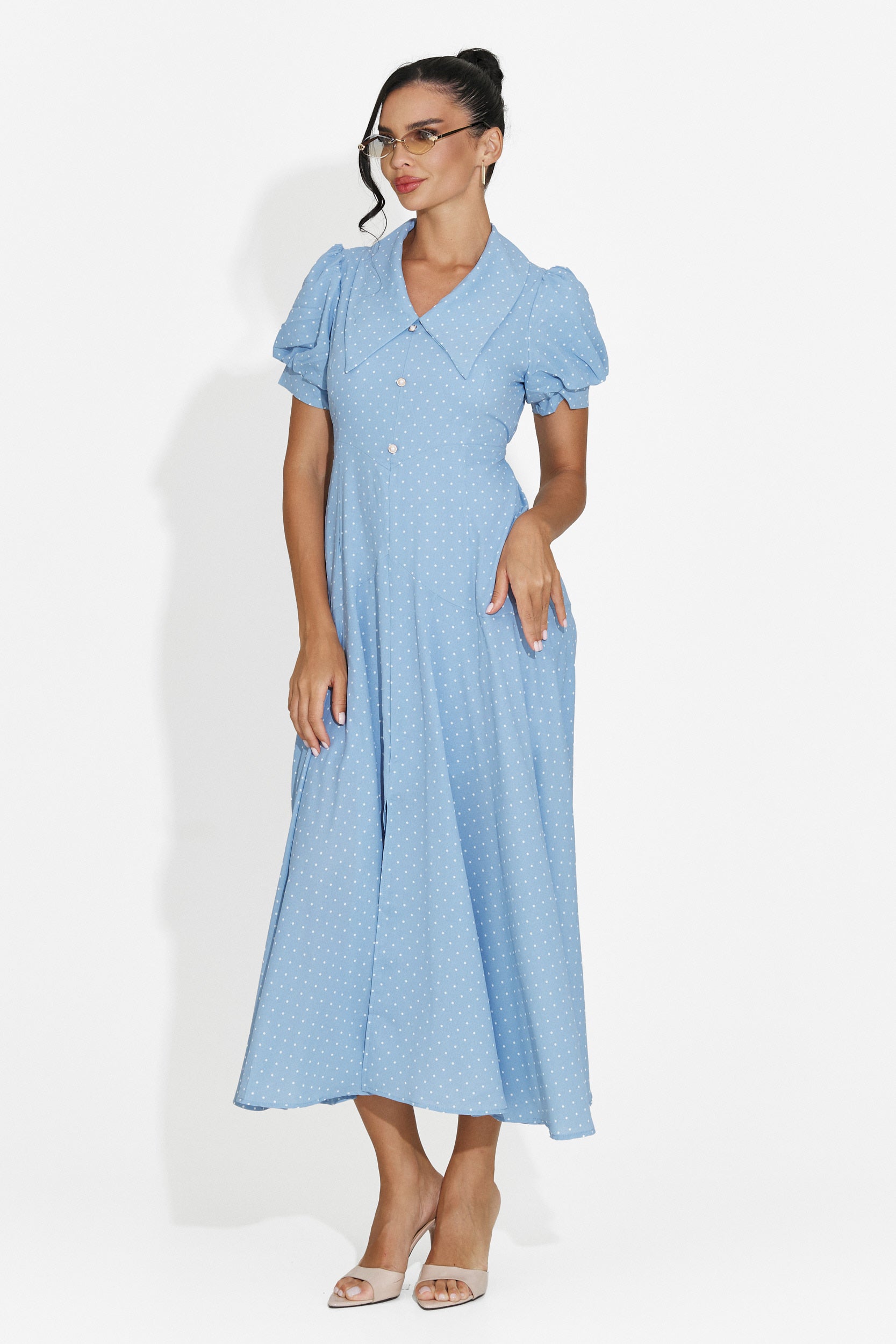 Midi light blue women's dress Taisiana Bogas
