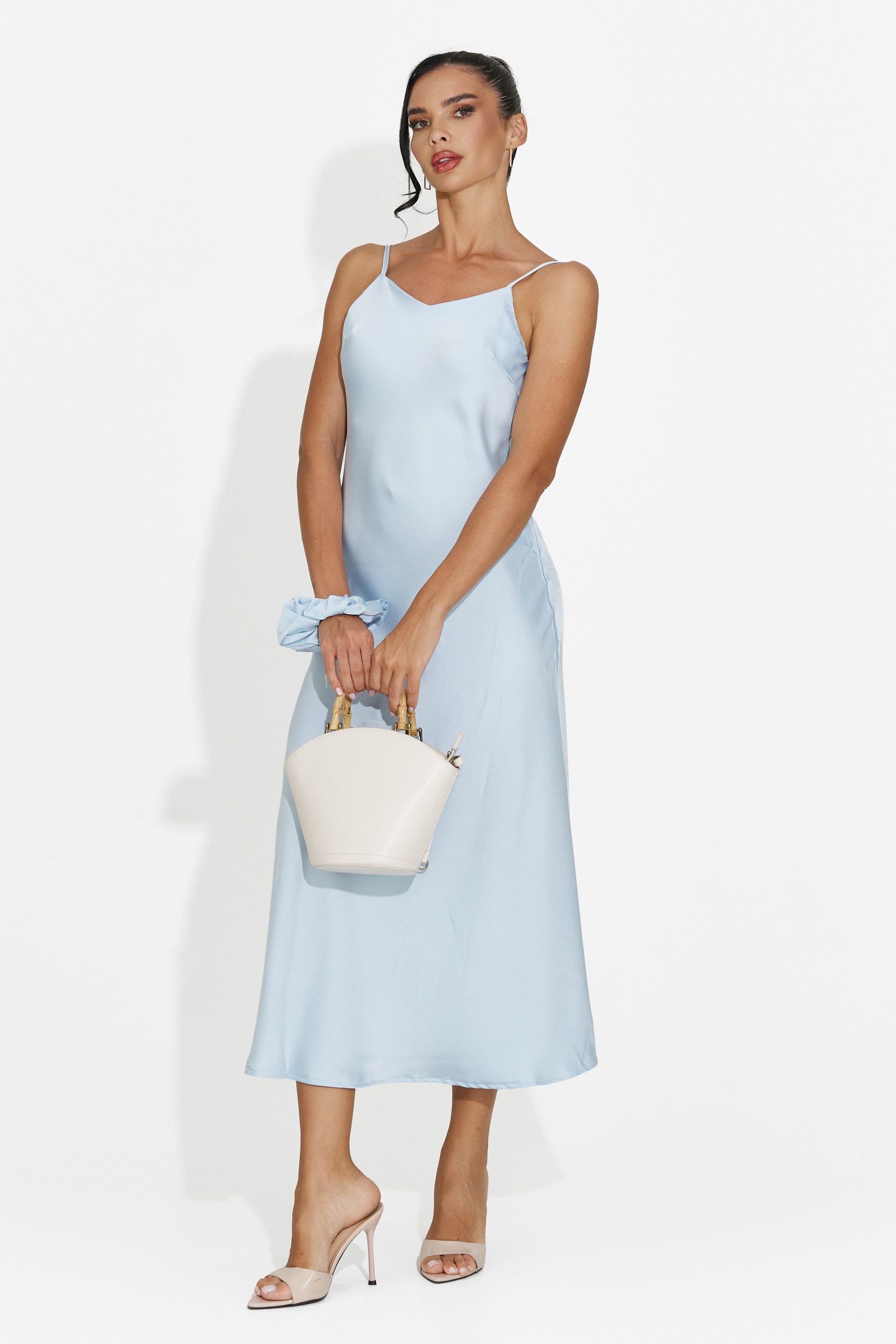Women's midi light blue dress Zimia Bogas