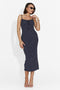 Anamia Bogas Navy Blue Midi Dress for Women
