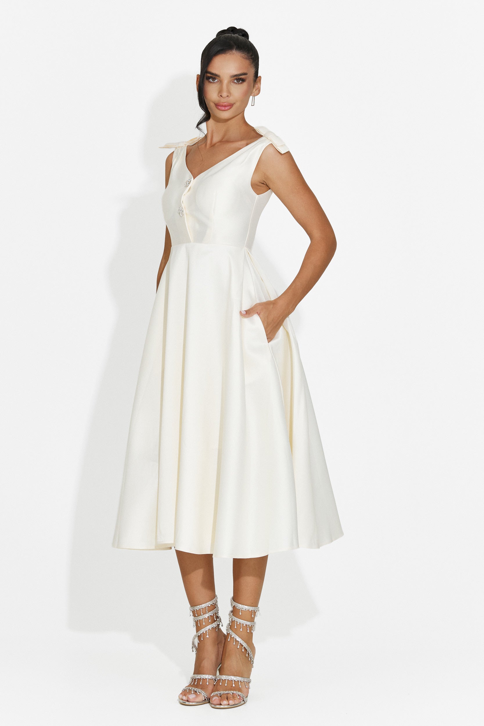 Vestido midi de mujer crema Ayanda Bogas
