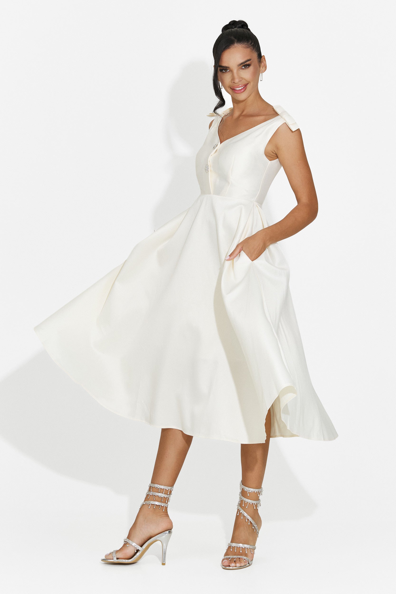 Vestido midi de mujer crema Ayanda Bogas