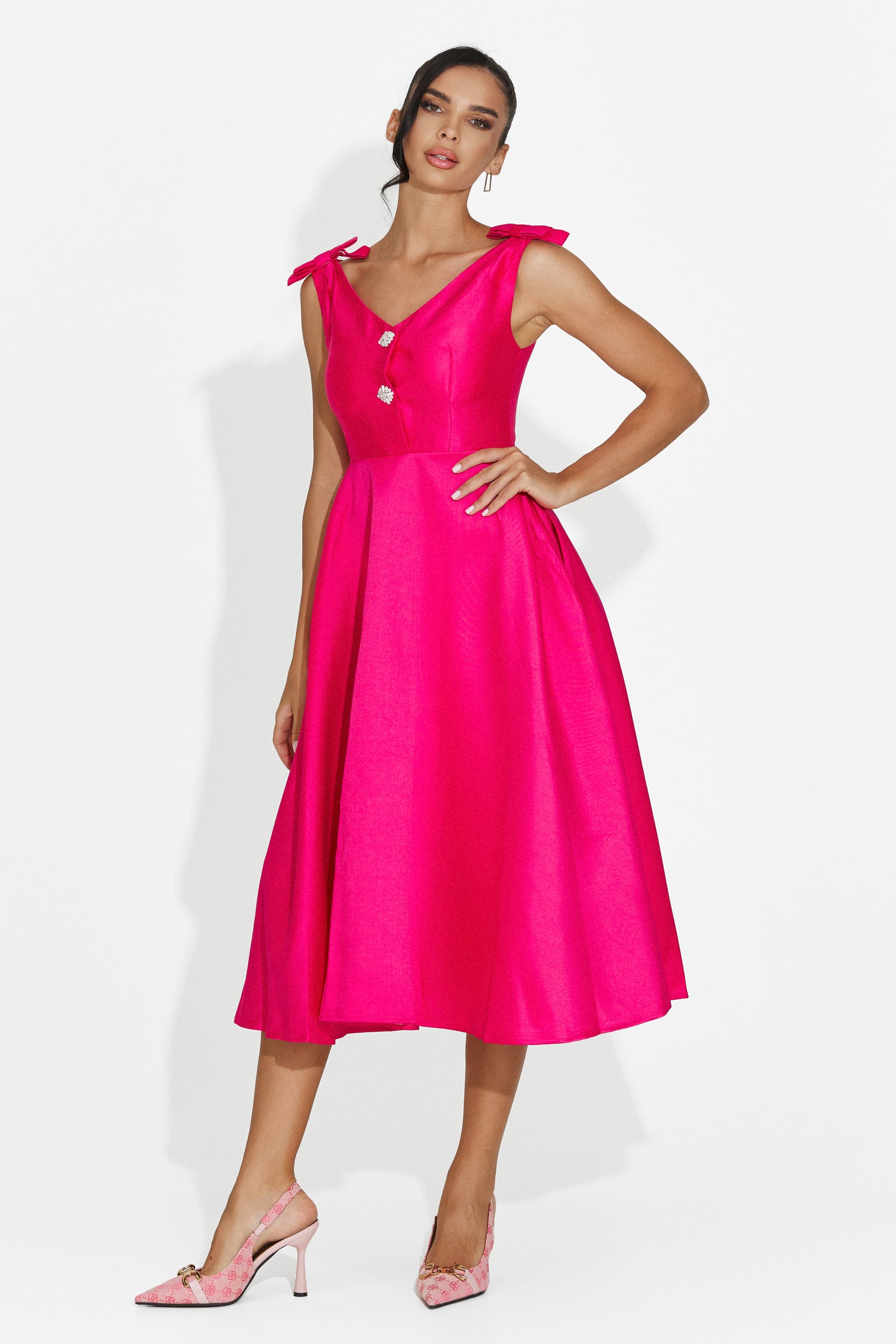Fuchsia midi women's dress Ayanda Bogas
